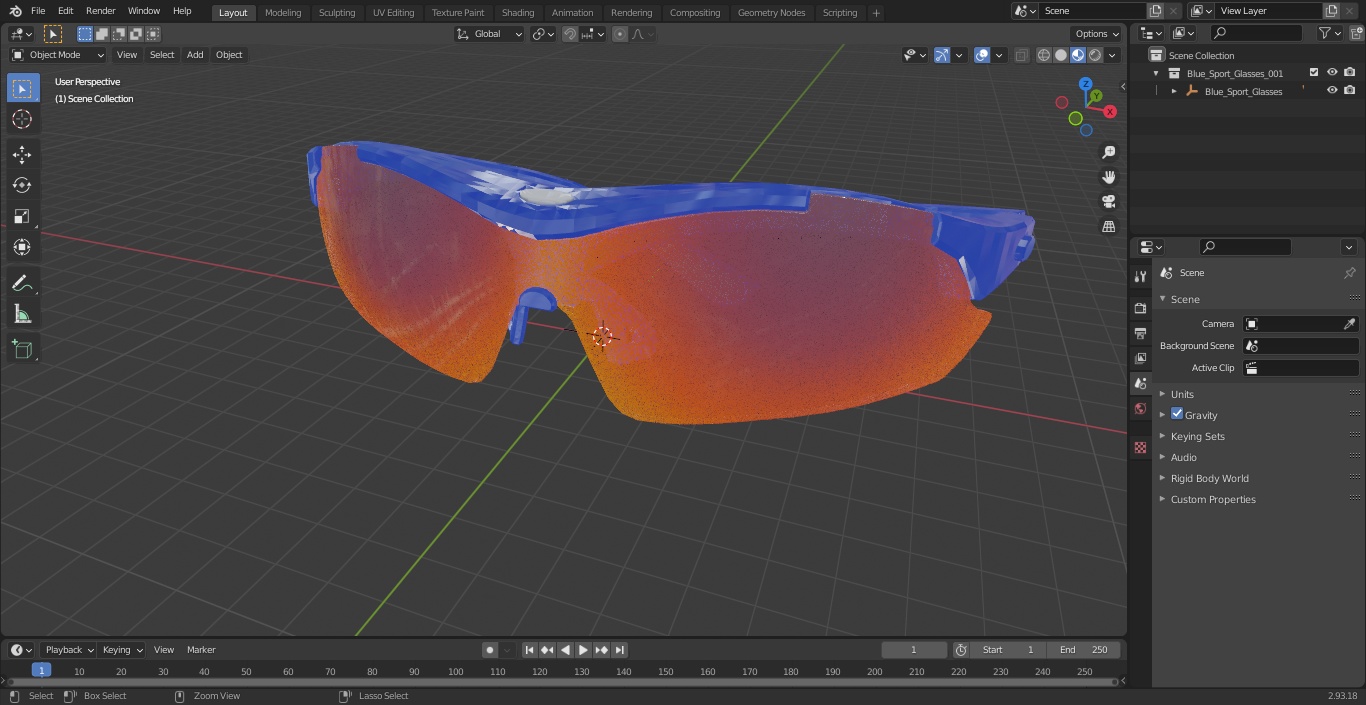3D Blue Sport Glasses model