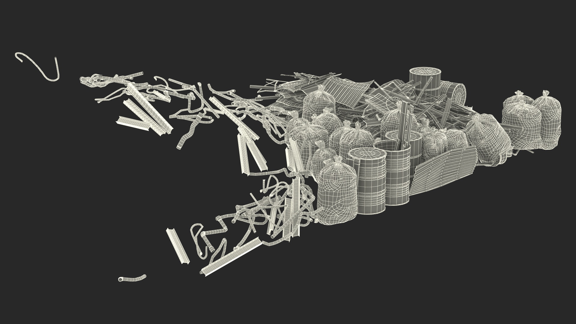 Large Pile of Construction Waste 3D