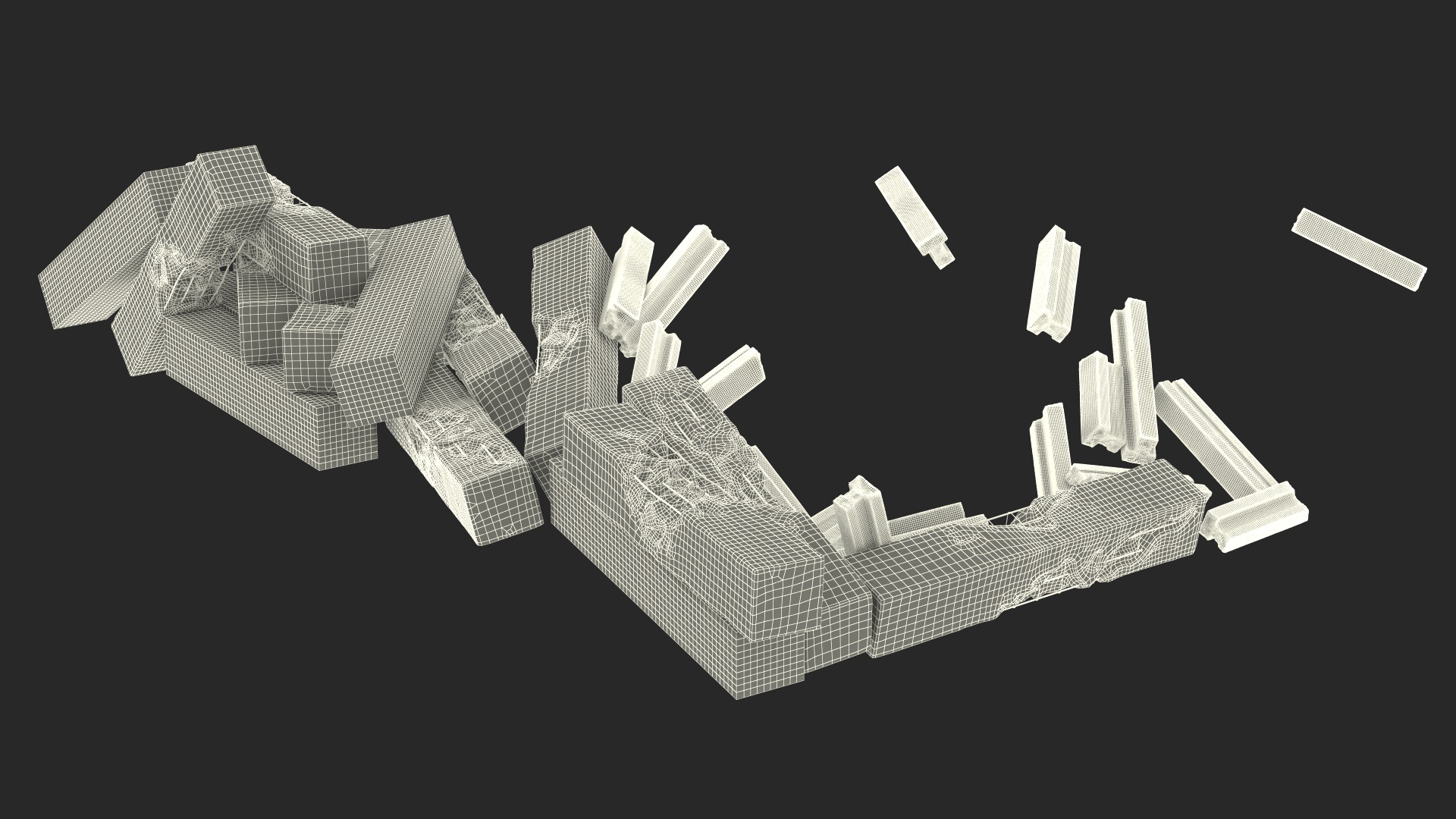 Large Pile of Construction Waste 3D