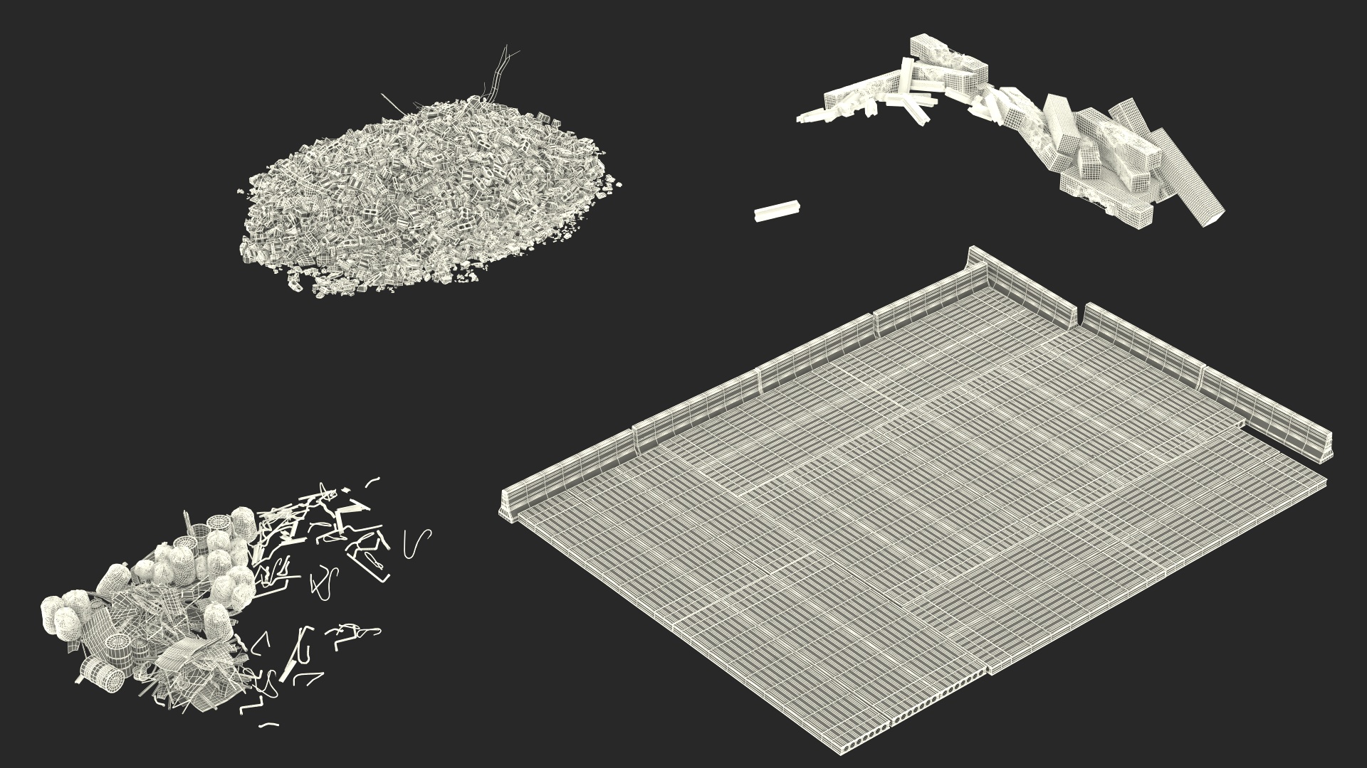 Large Pile of Construction Waste 3D