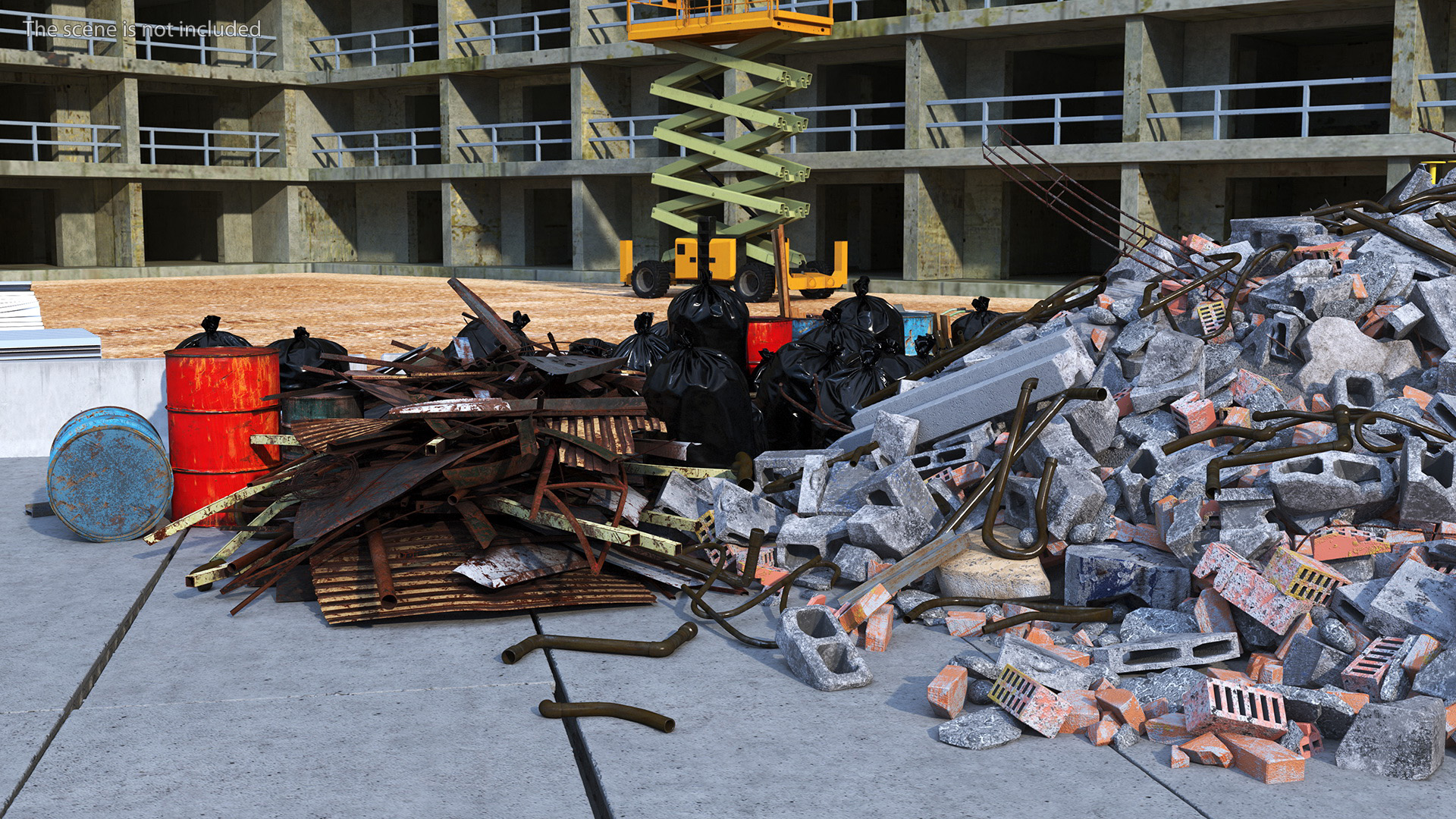 Large Pile of Construction Waste 3D