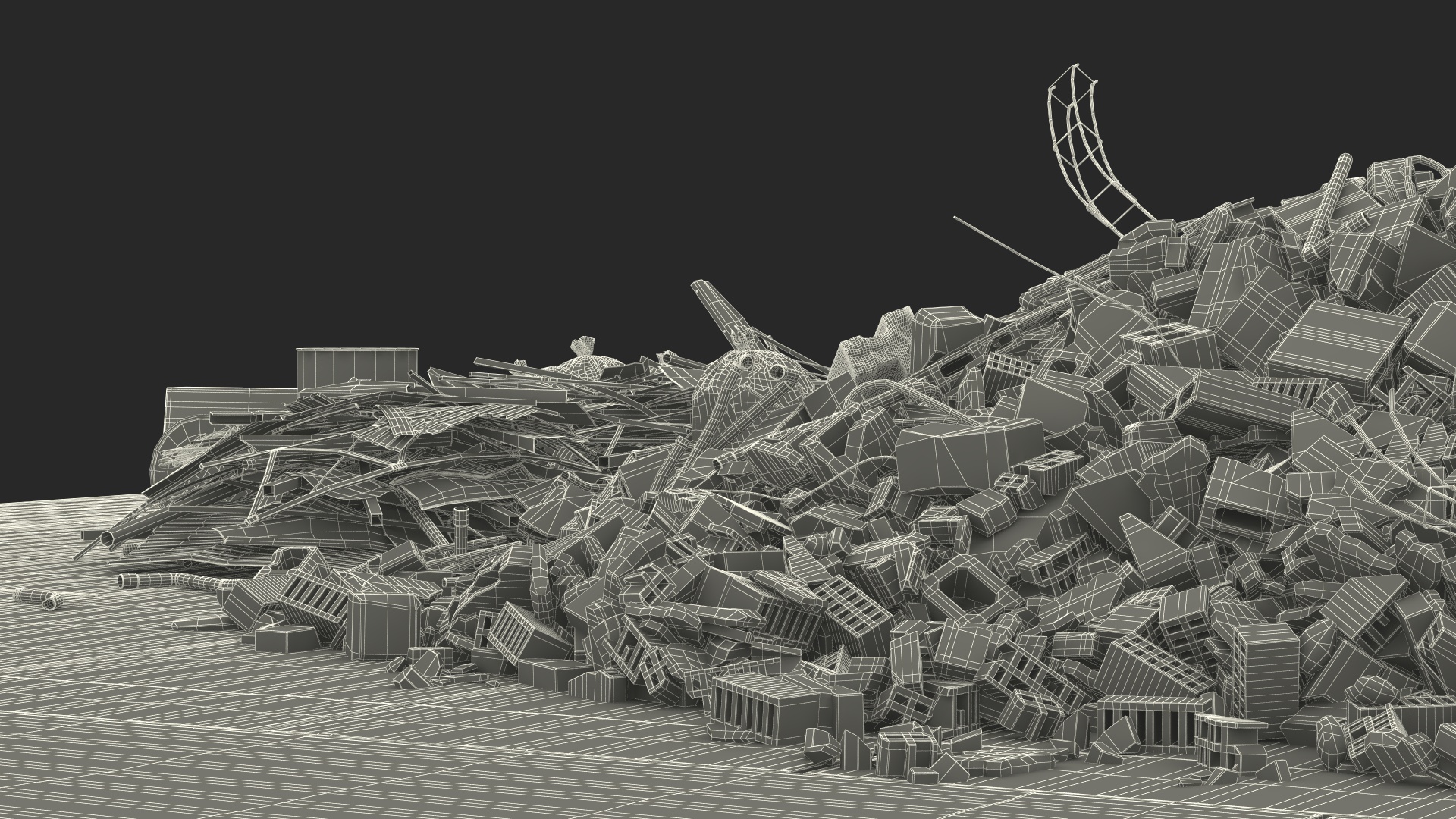 Large Pile of Construction Waste 3D
