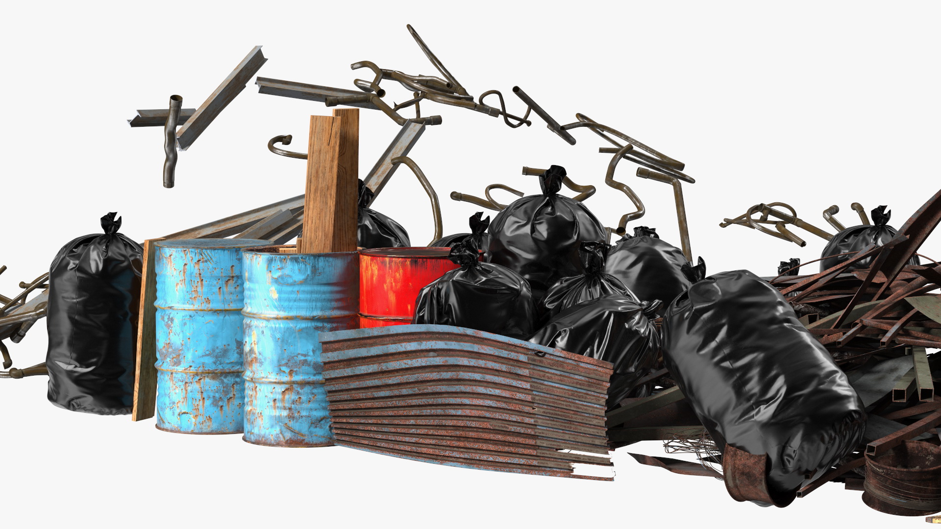 Large Pile of Construction Waste 3D