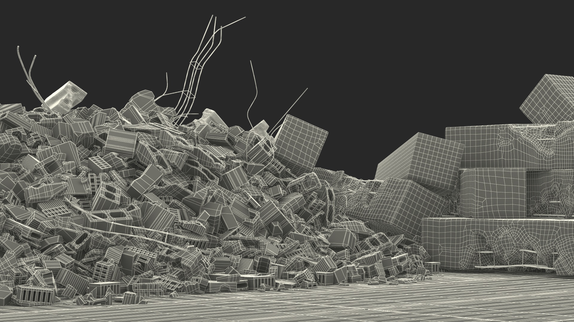 Large Pile of Construction Waste 3D
