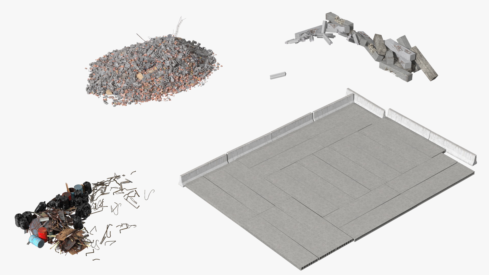 Large Pile of Construction Waste 3D