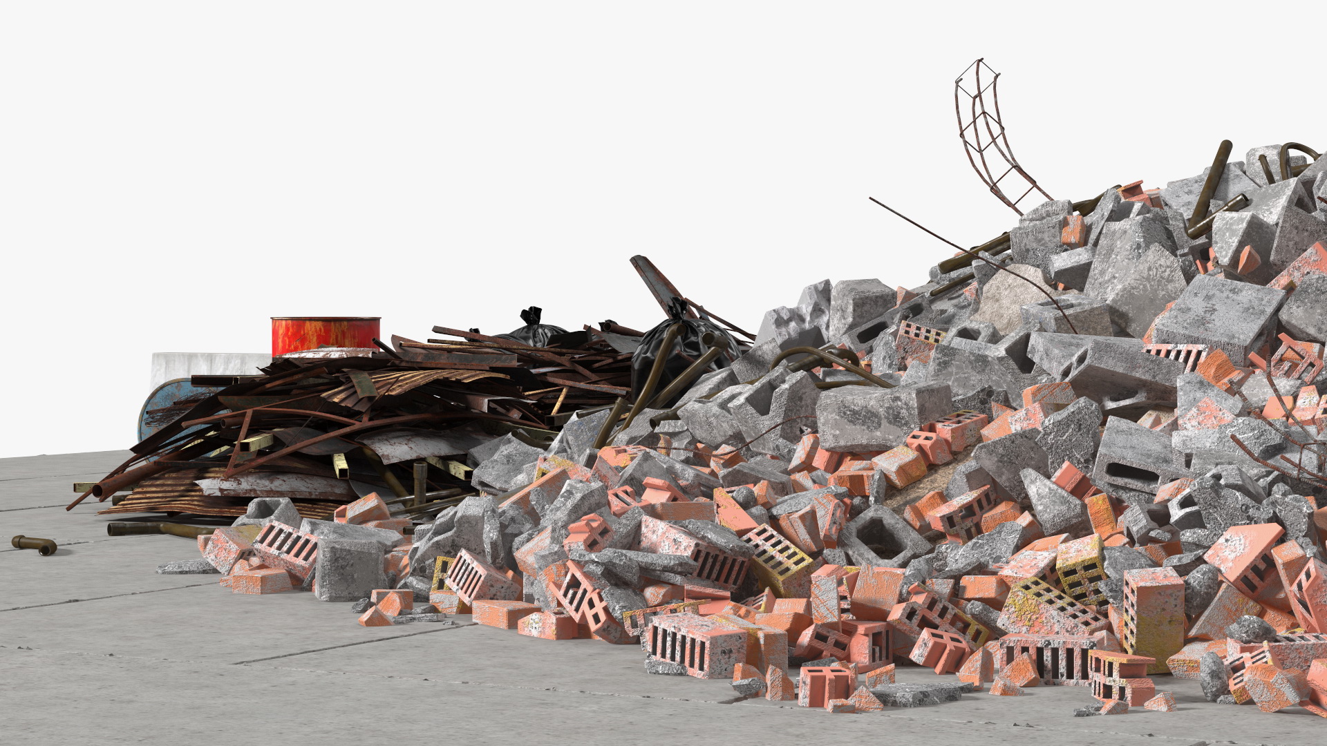 Large Pile of Construction Waste 3D