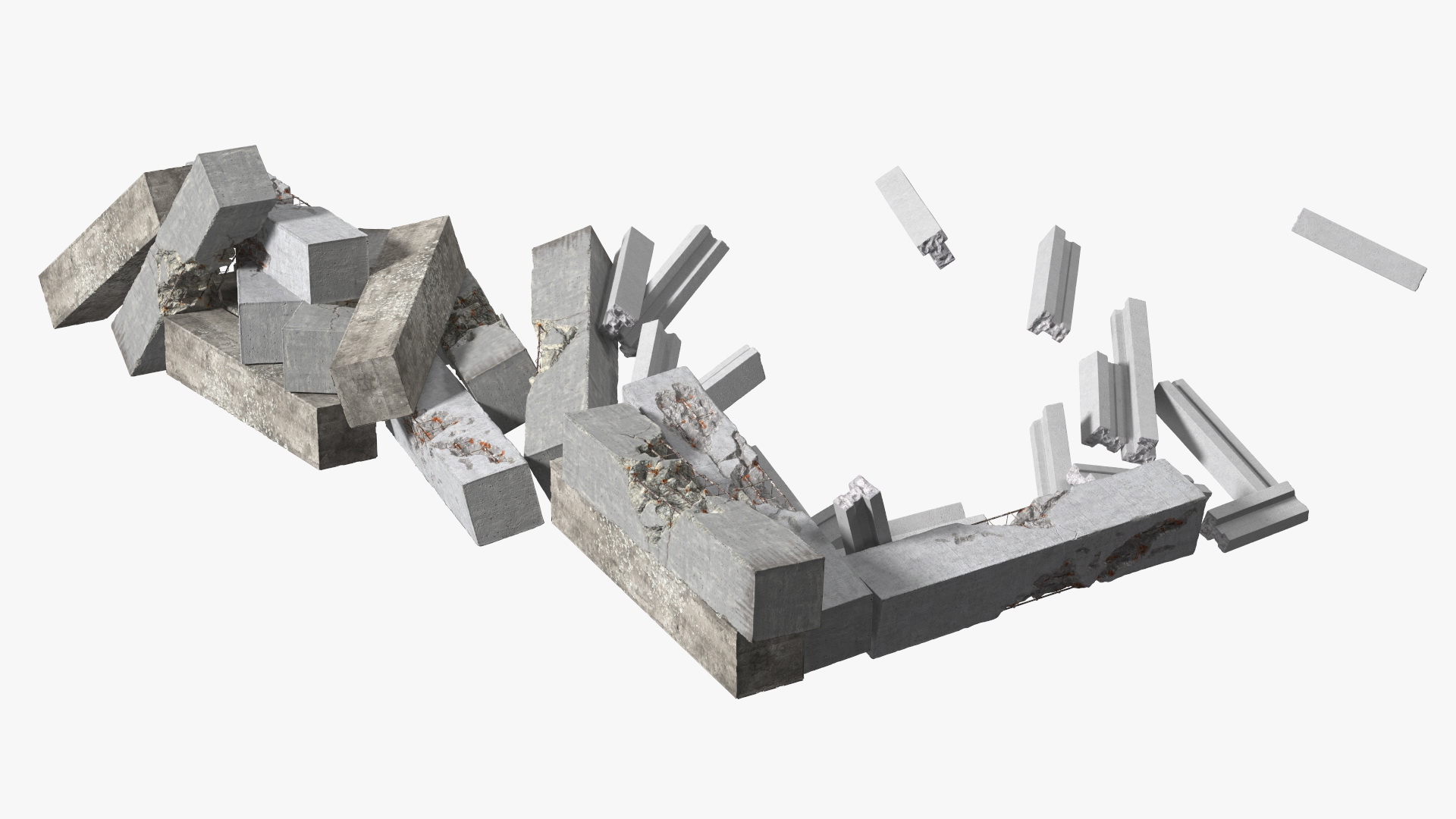 Large Pile of Construction Waste 3D