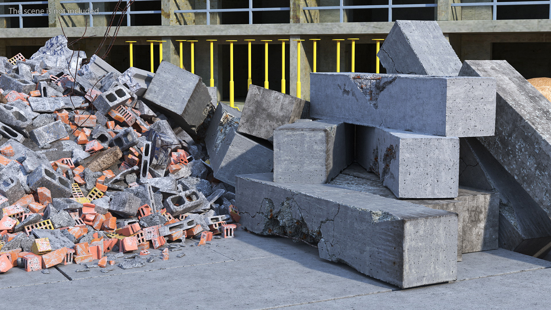 Large Pile of Construction Waste 3D