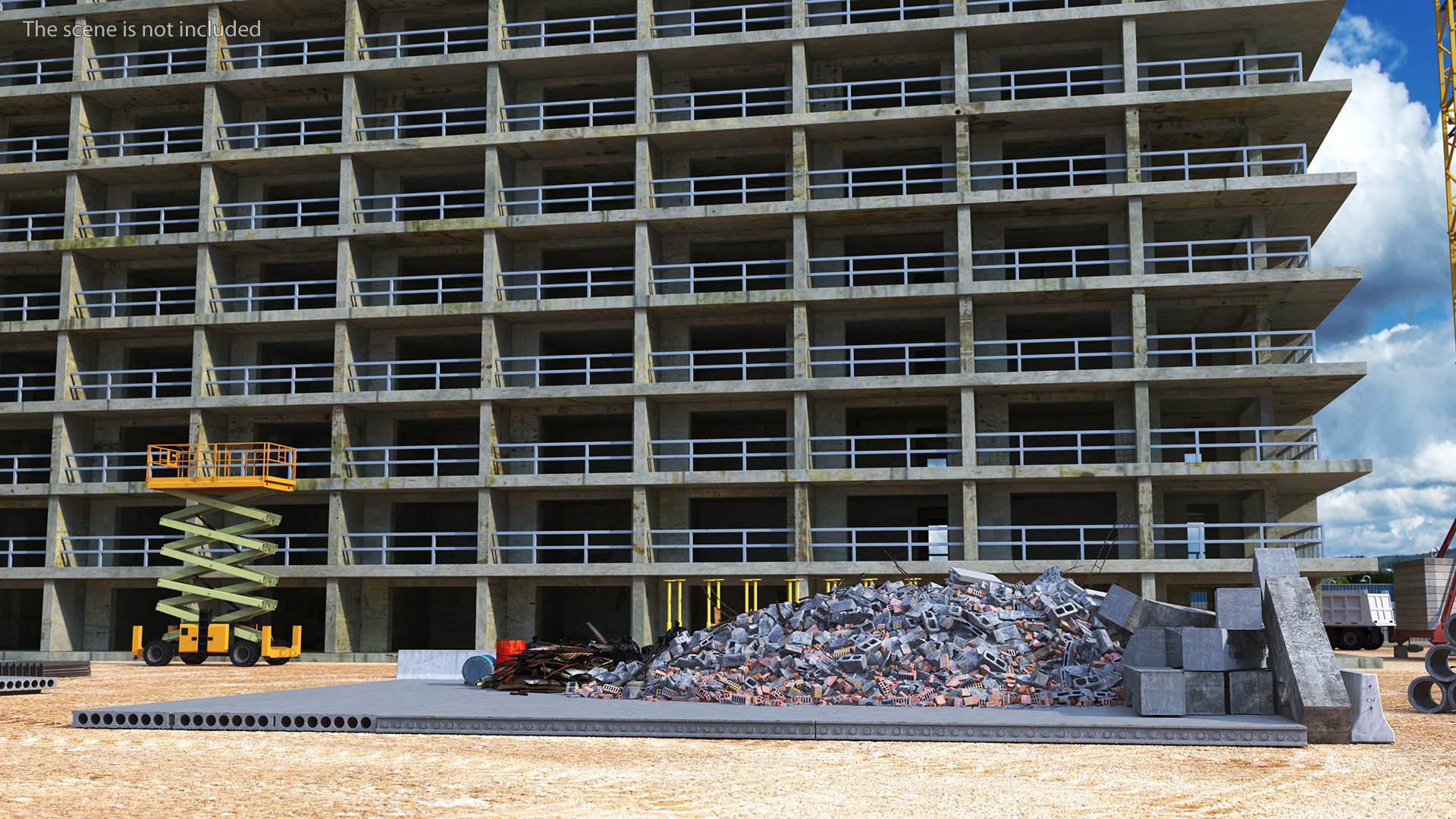 Large Pile of Construction Waste 3D