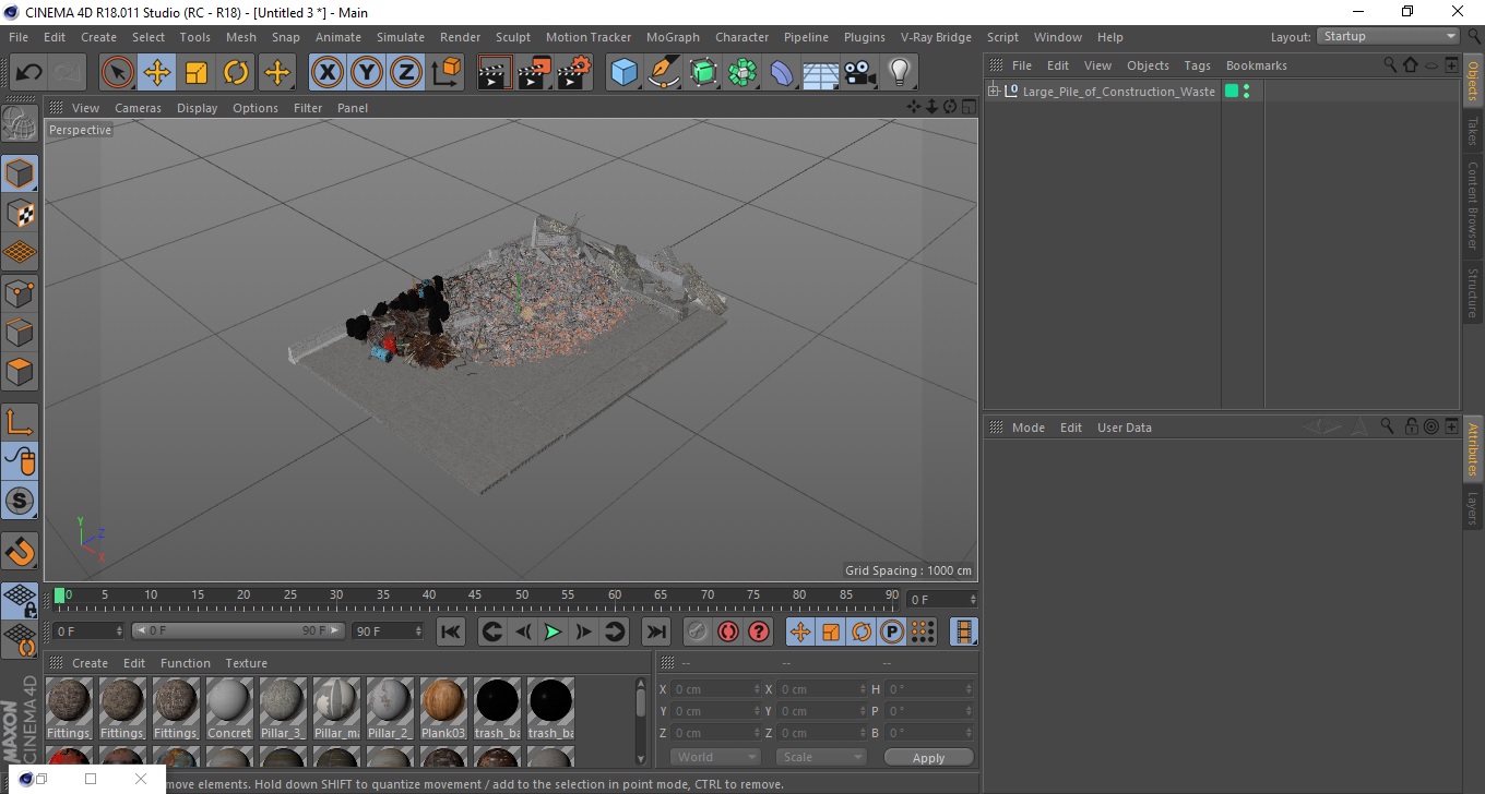 Large Pile of Construction Waste 3D