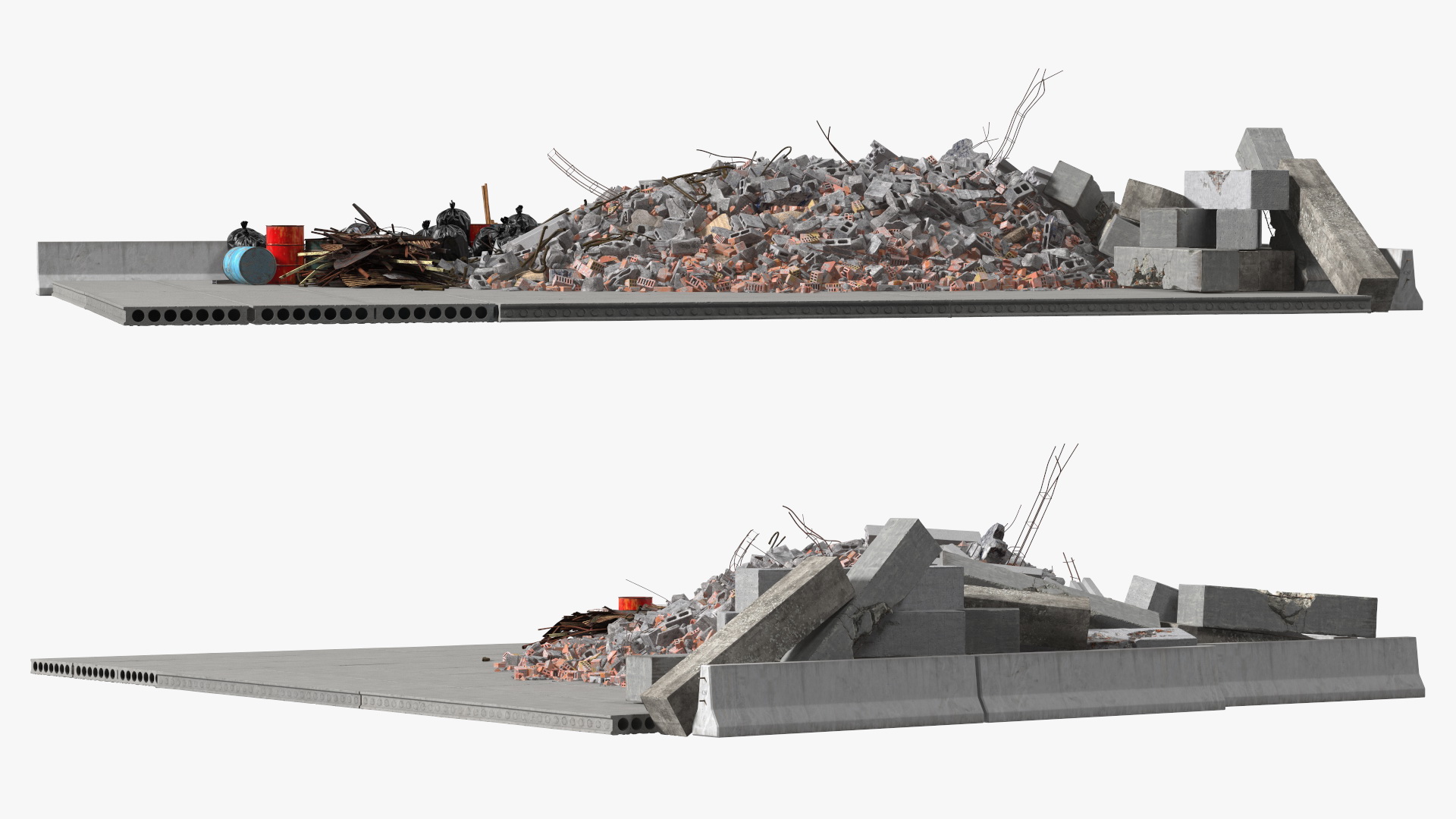 Large Pile of Construction Waste 3D