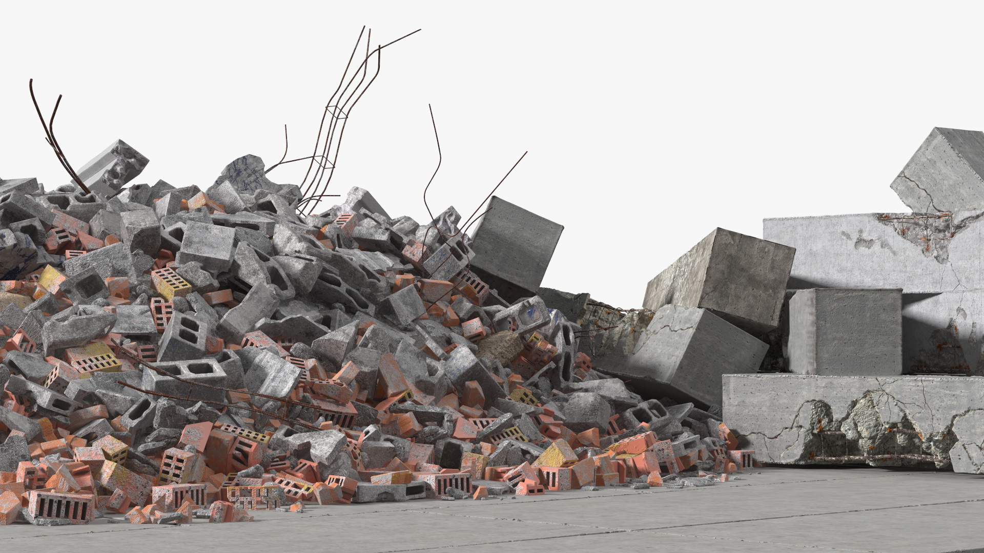 Large Pile of Construction Waste 3D