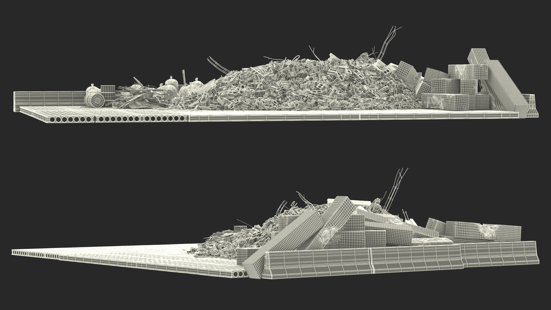 Large Pile of Construction Waste 3D