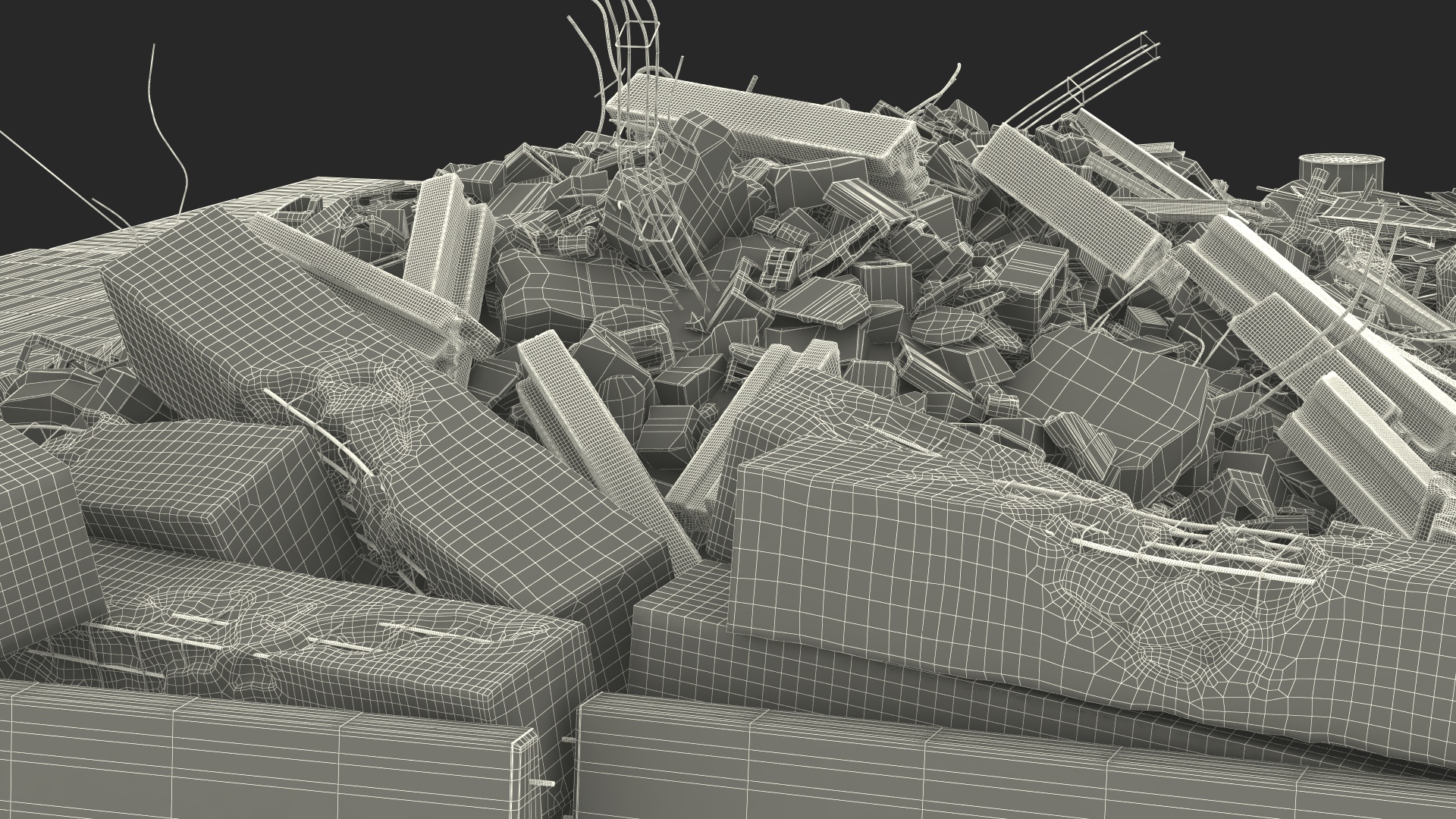 Large Pile of Construction Waste 3D