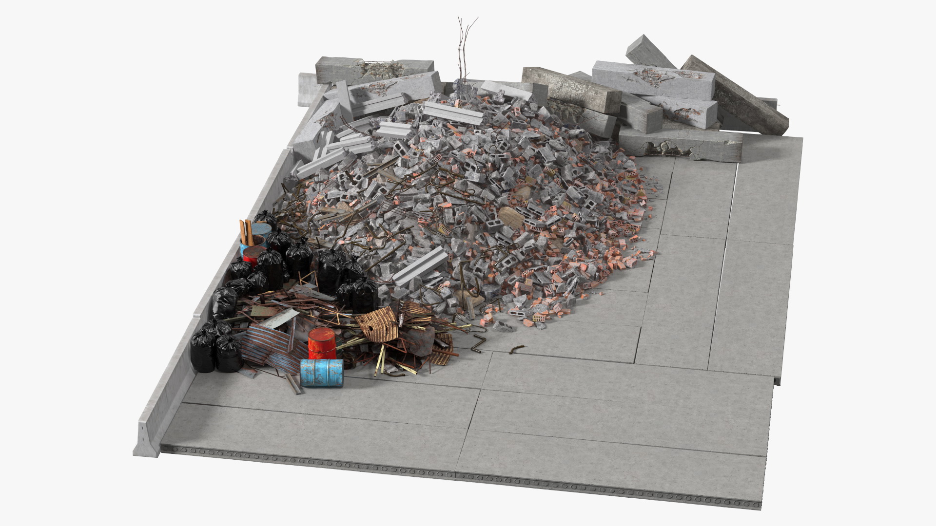 Large Pile of Construction Waste 3D