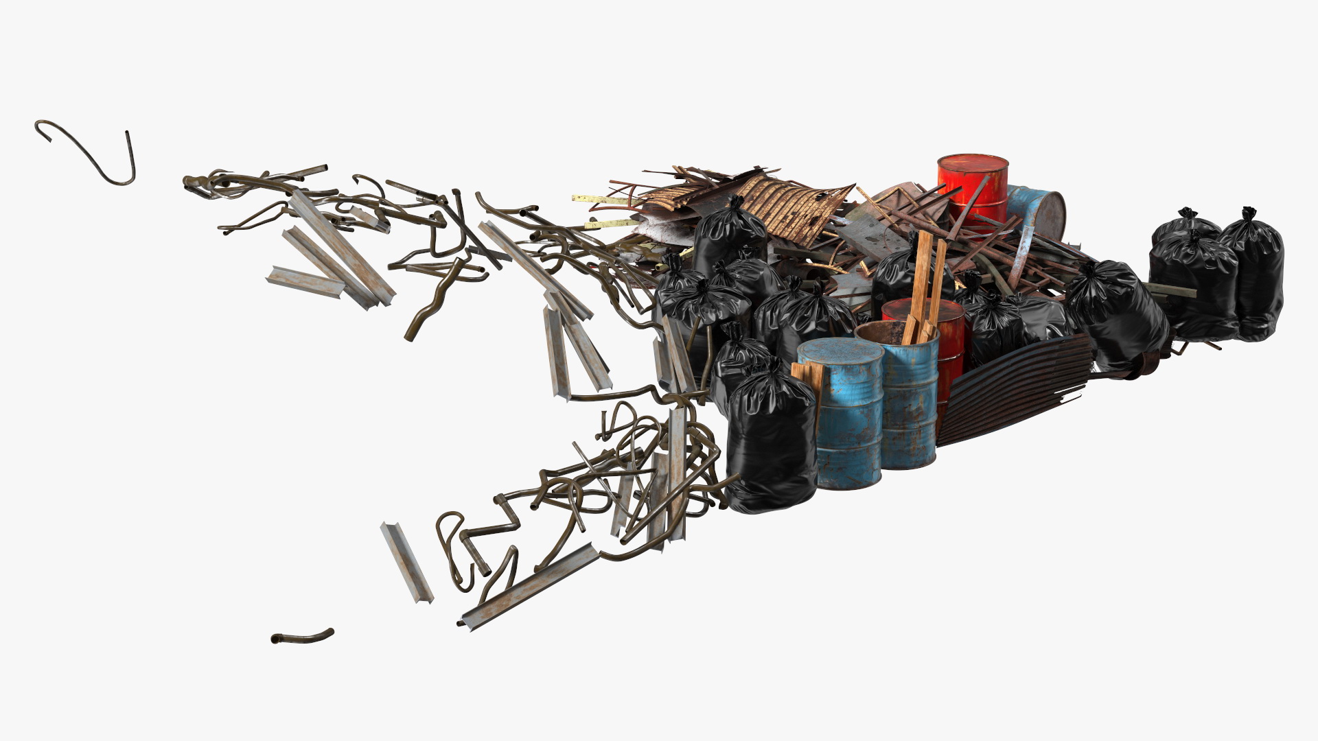 Large Pile of Construction Waste 3D
