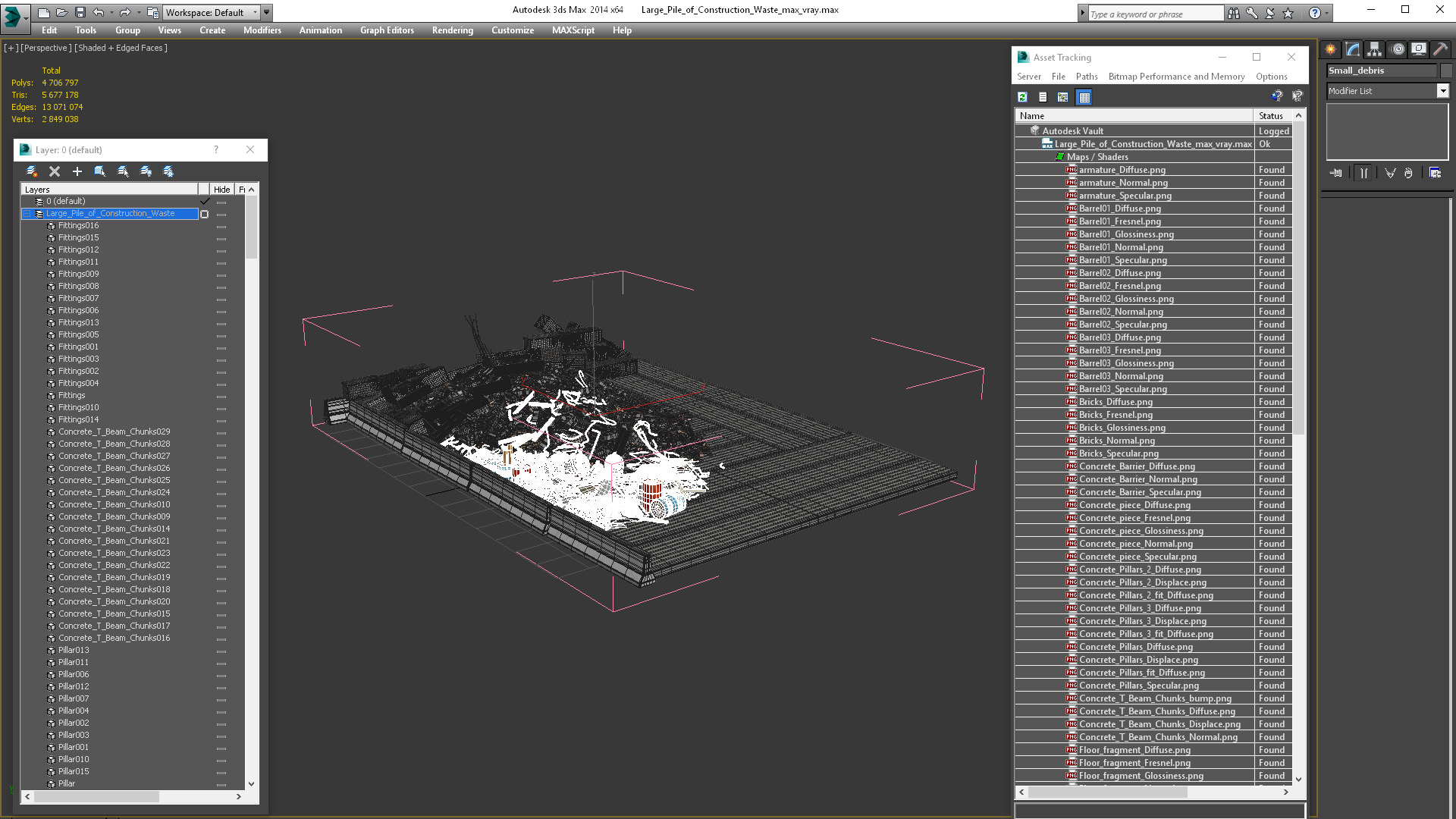 Large Pile of Construction Waste 3D