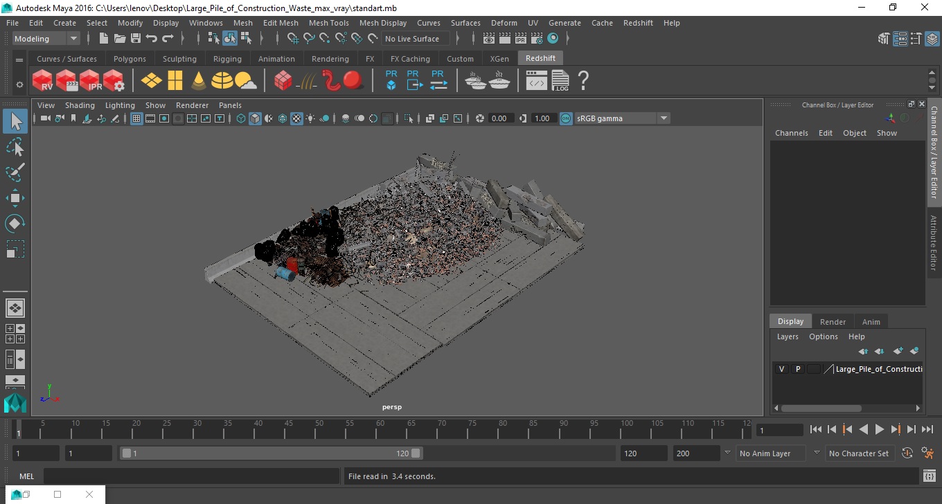 Large Pile of Construction Waste 3D