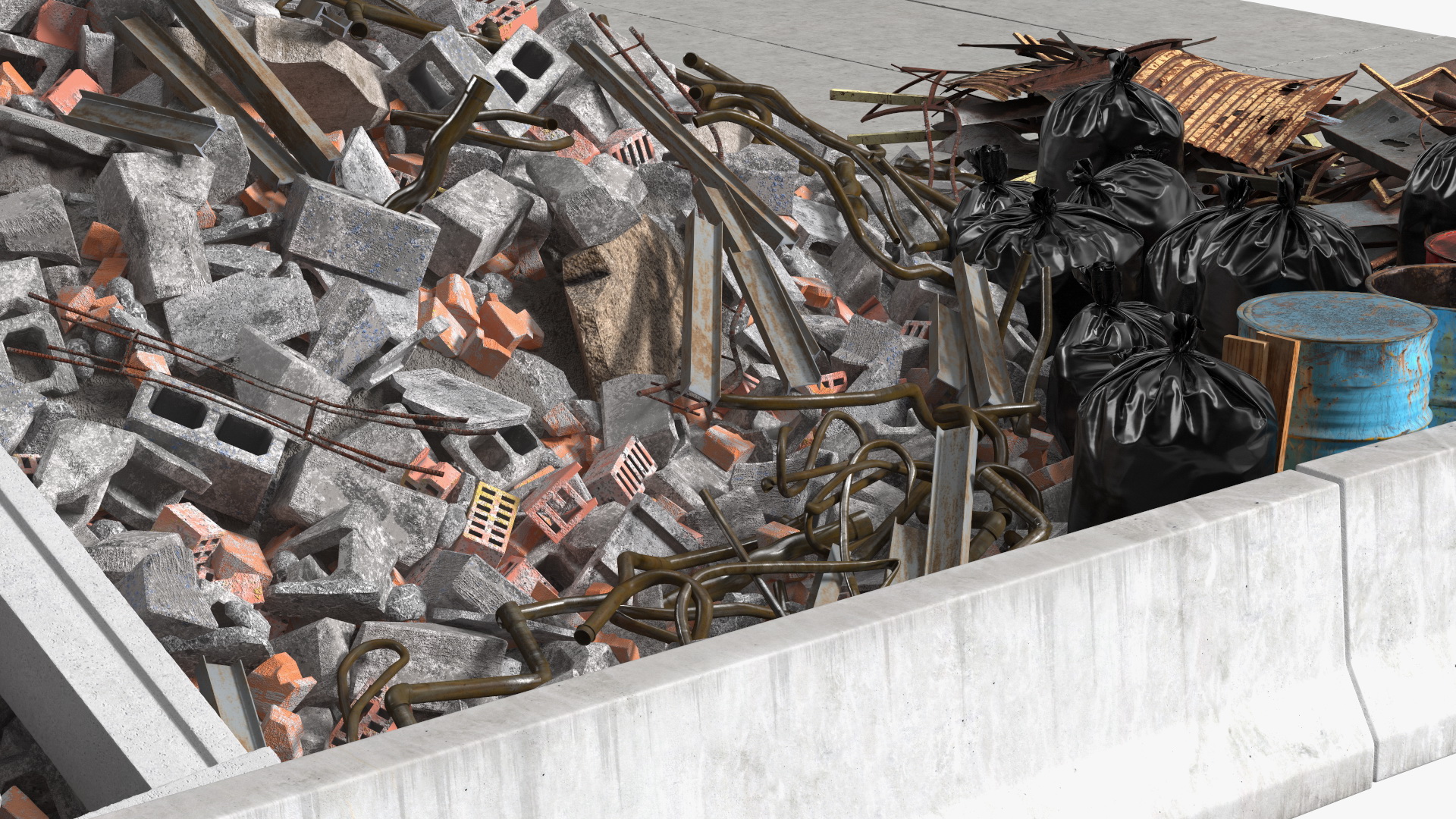 Large Pile of Construction Waste 3D