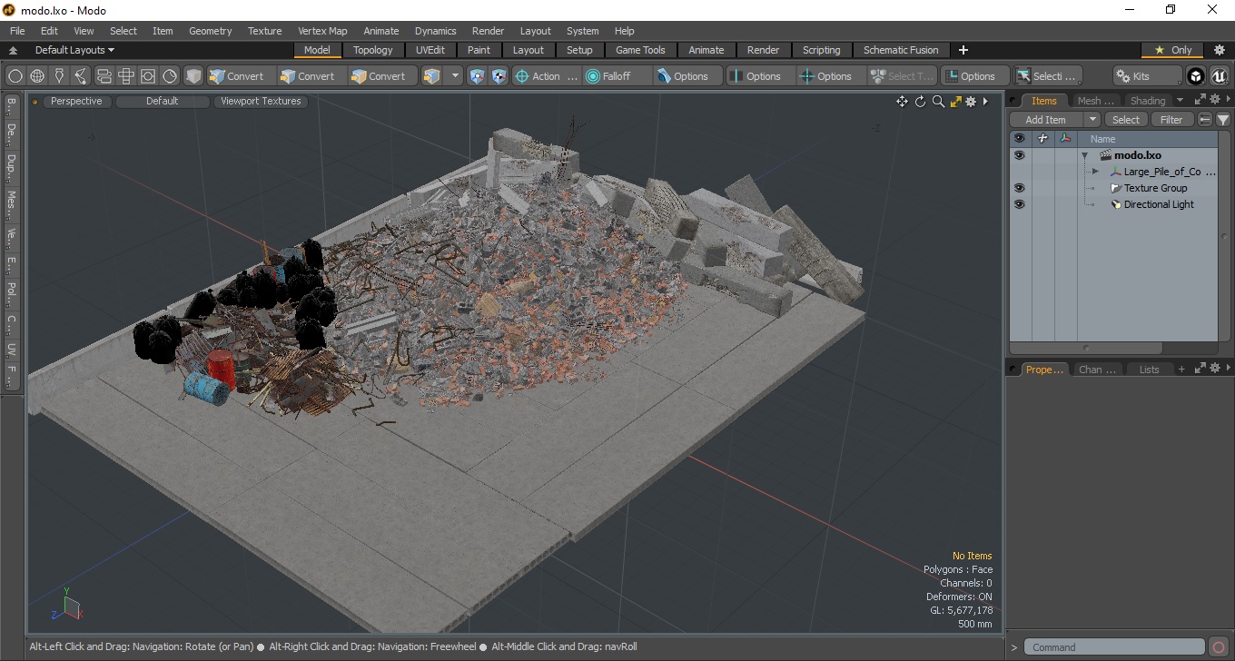 Large Pile of Construction Waste 3D