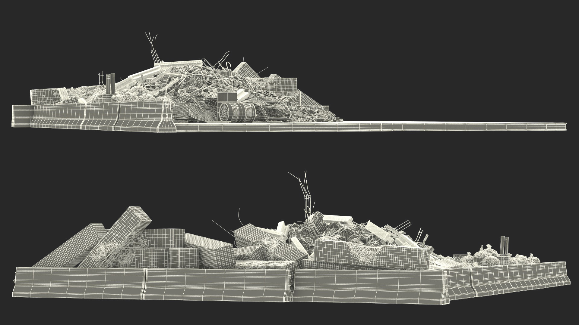 Large Pile of Construction Waste 3D