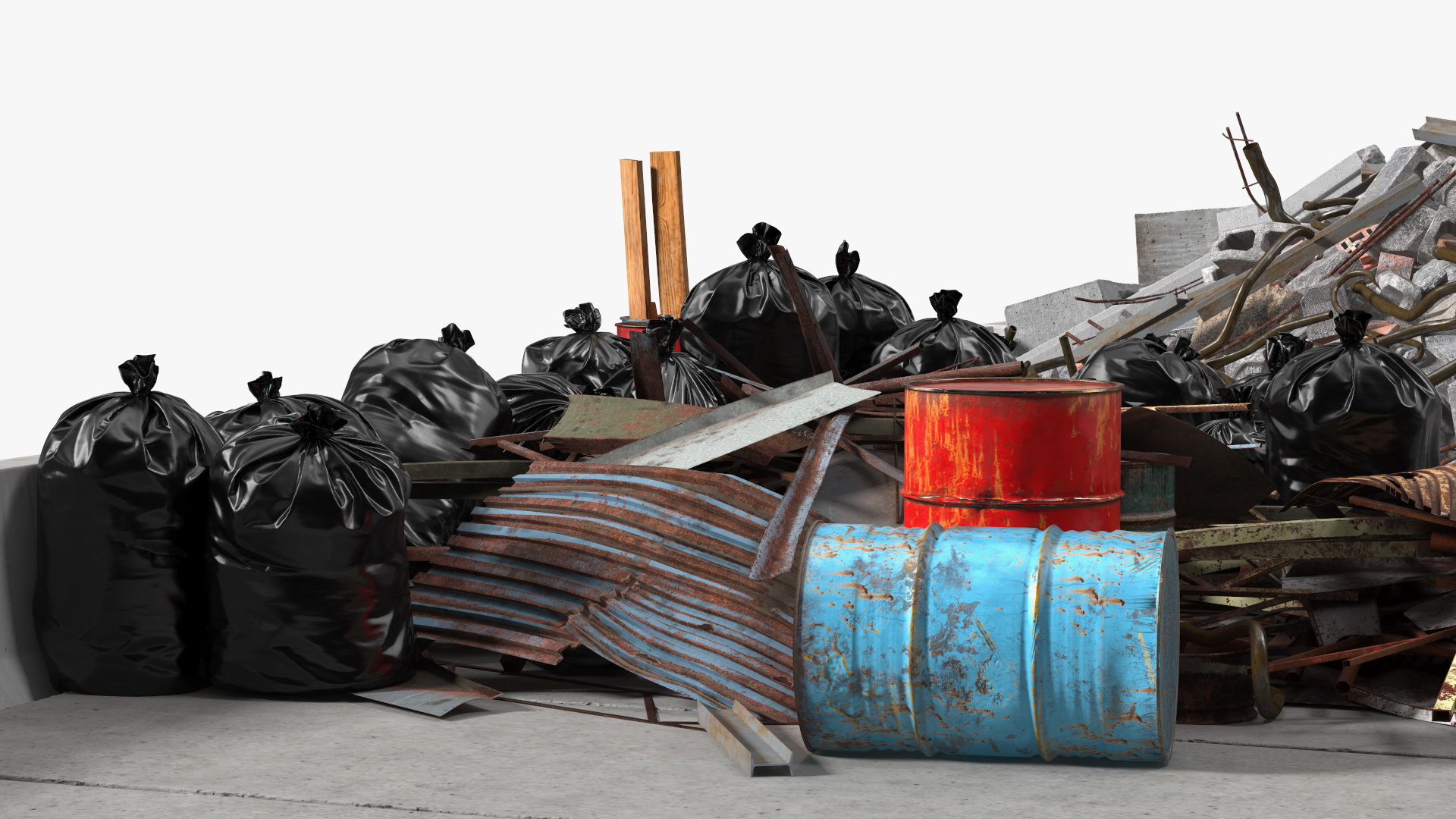 Large Pile of Construction Waste 3D