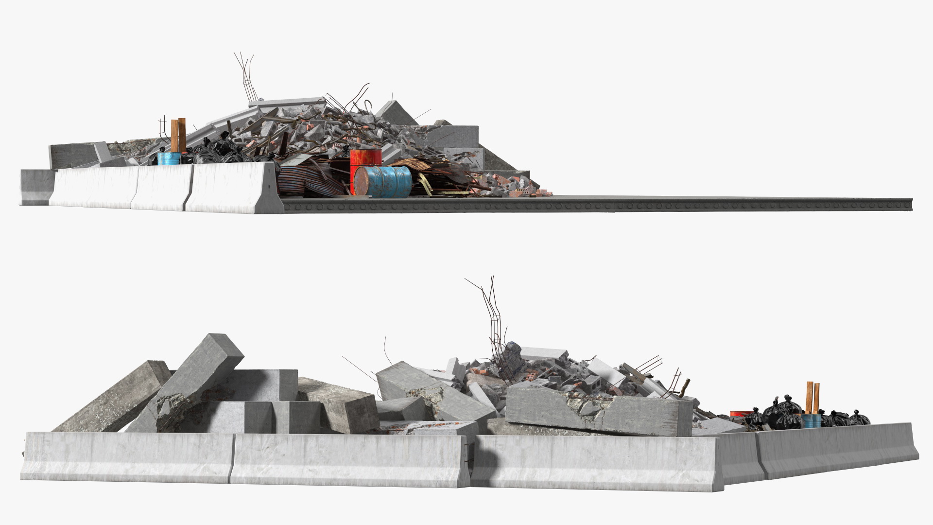 Large Pile of Construction Waste 3D