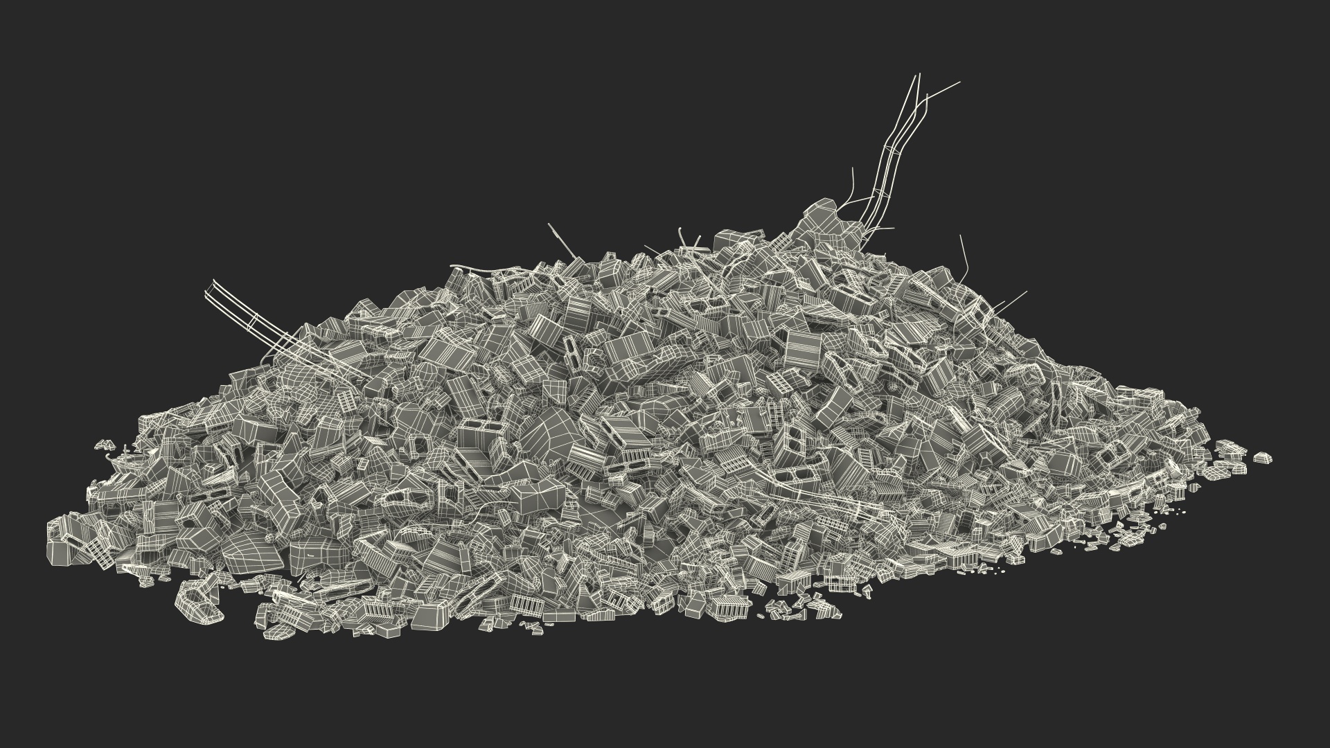 Large Pile of Construction Waste 3D