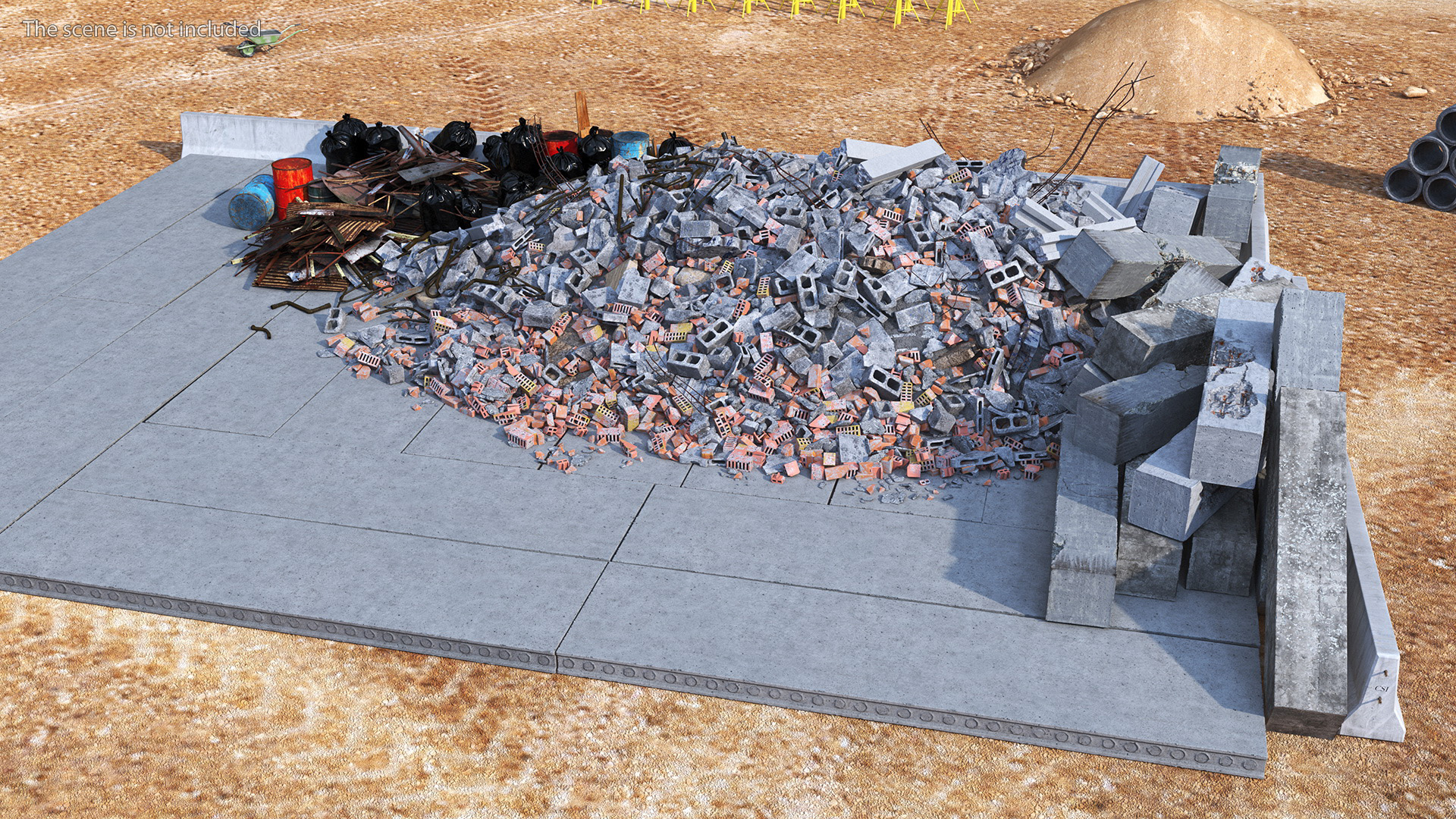 Large Pile of Construction Waste 3D