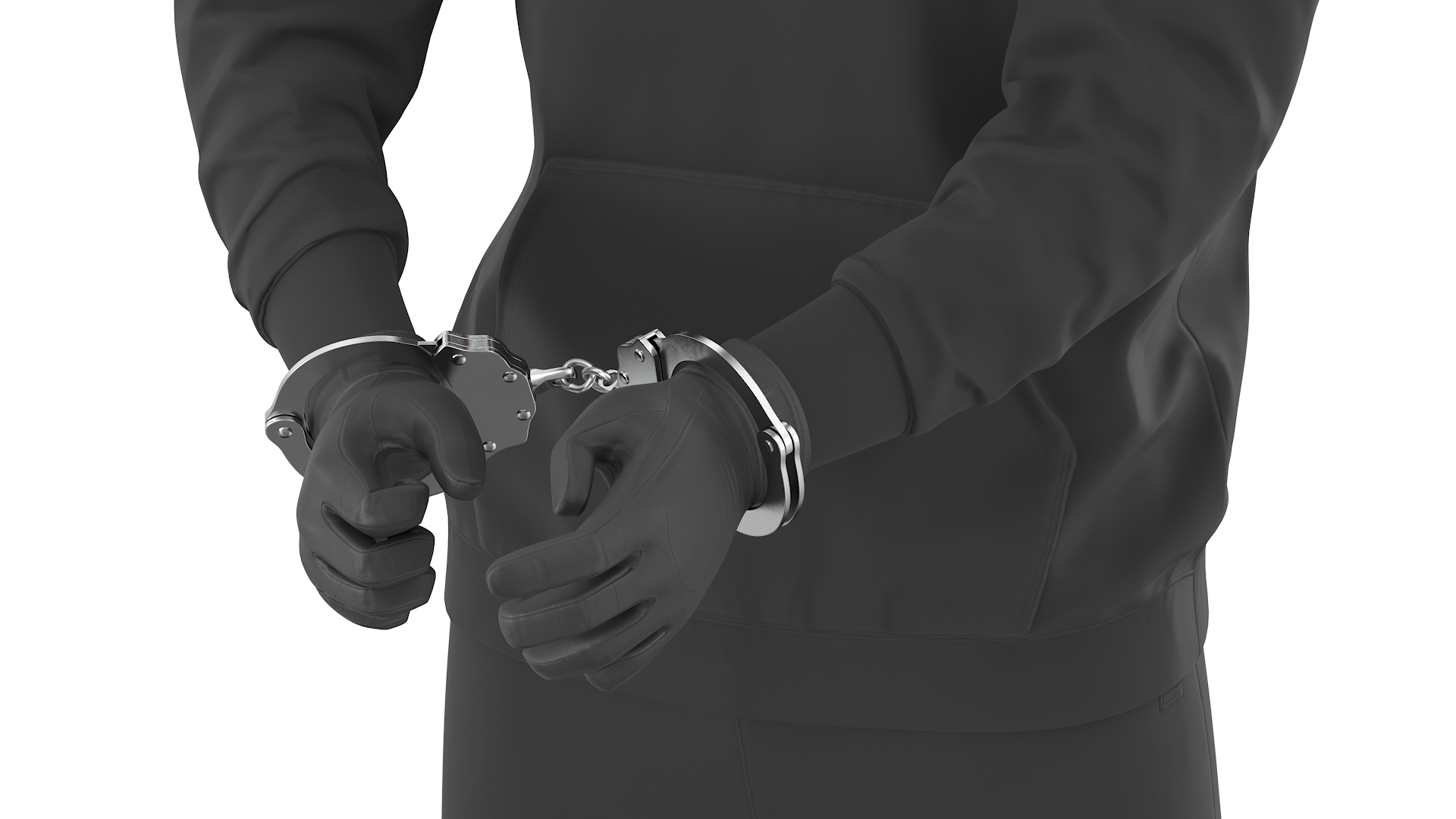 Robber in Handcuffs with SWAT Officer 3D