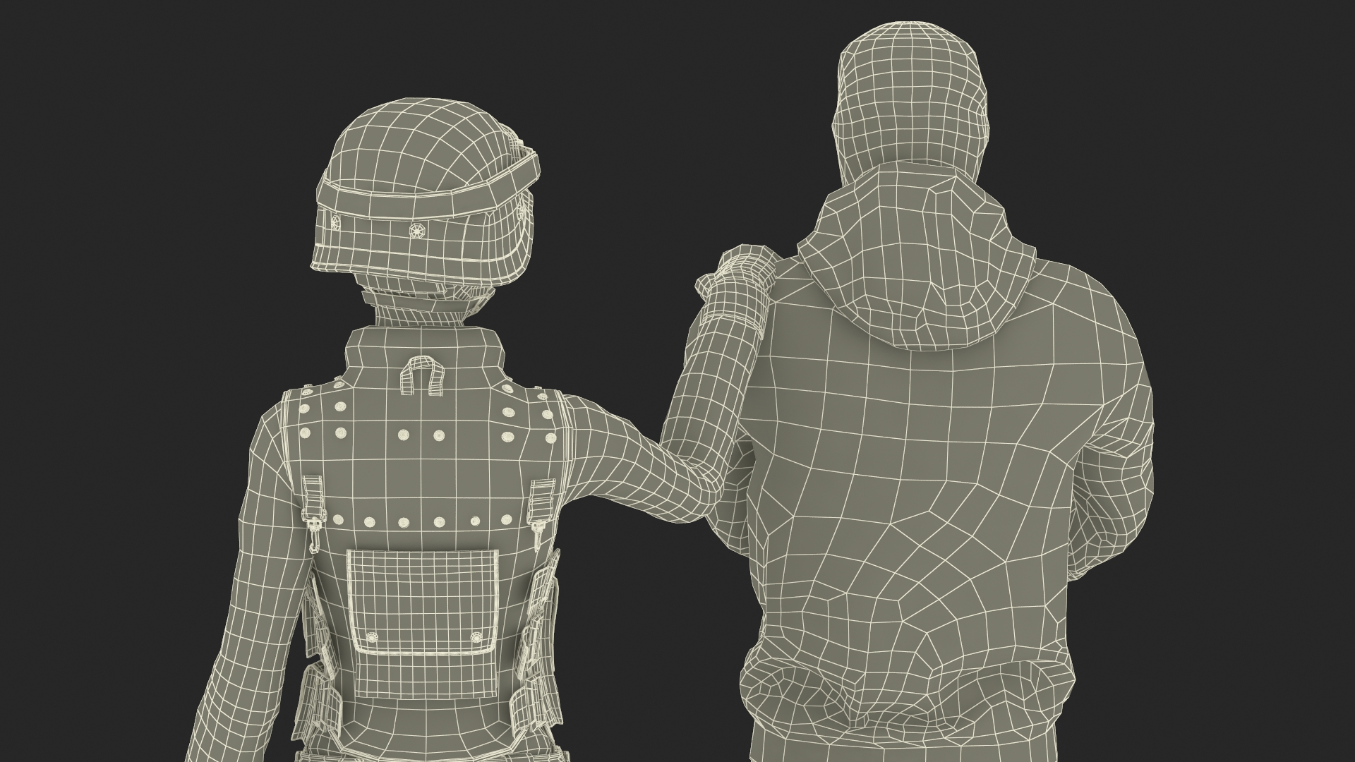 Robber in Handcuffs with SWAT Officer 3D