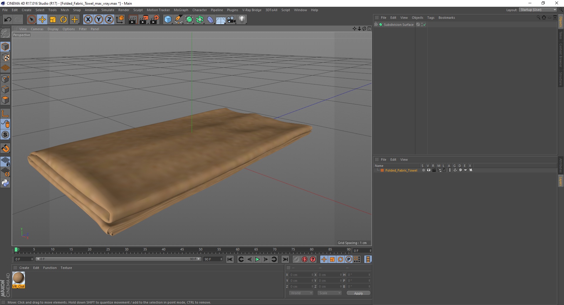 Folded Fabric Towel 3D model
