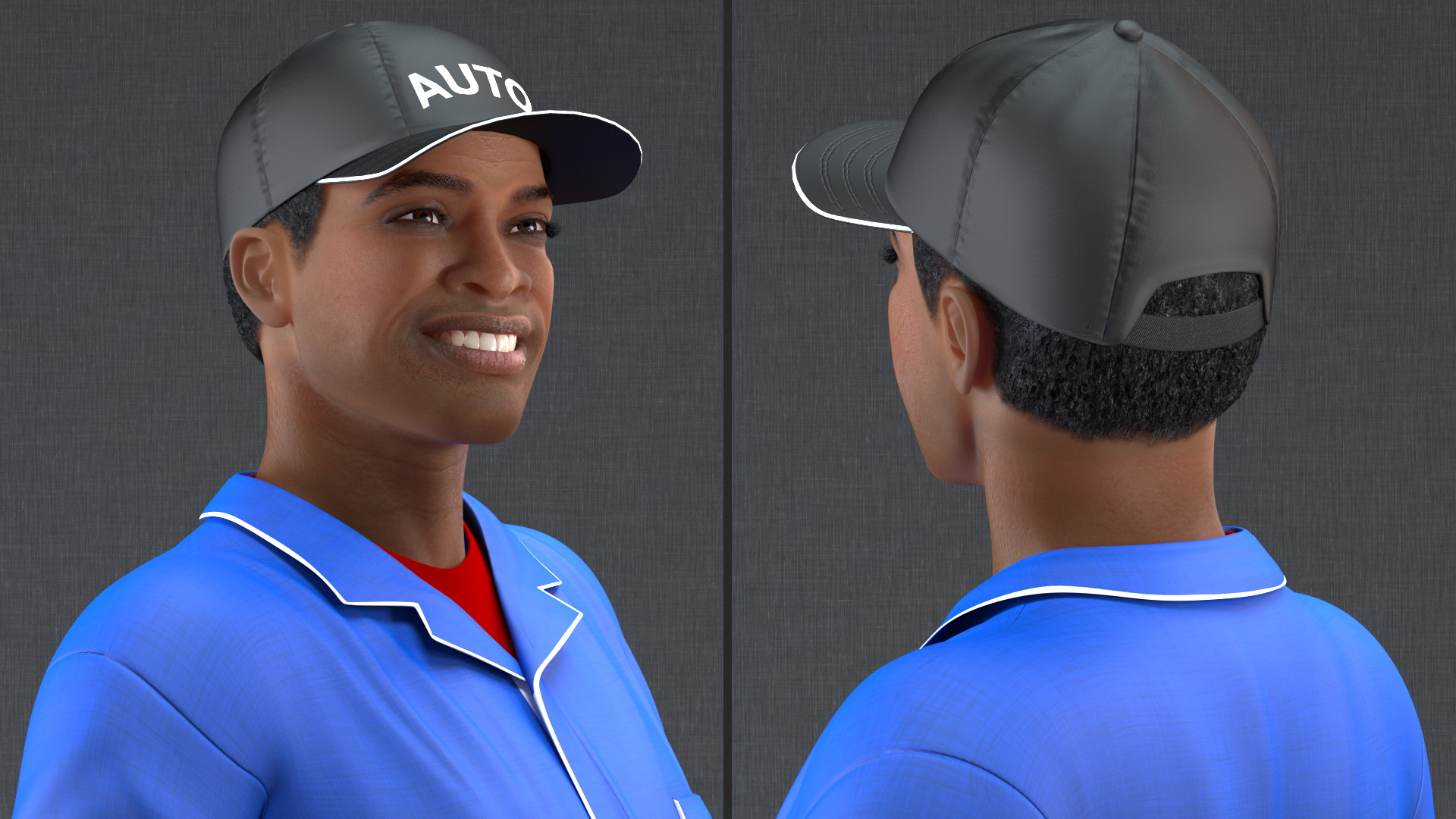 Light Skin Black Car Mechanic 3D model