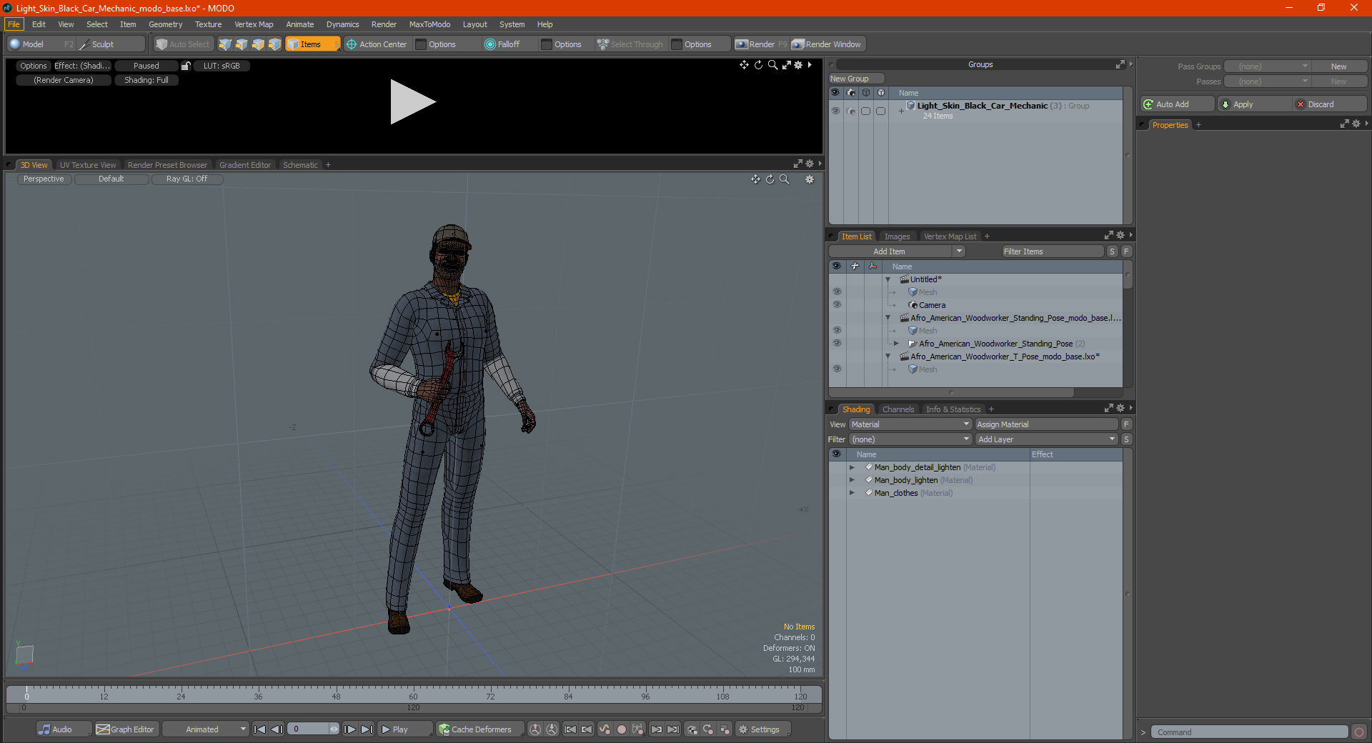 Light Skin Black Car Mechanic 3D model