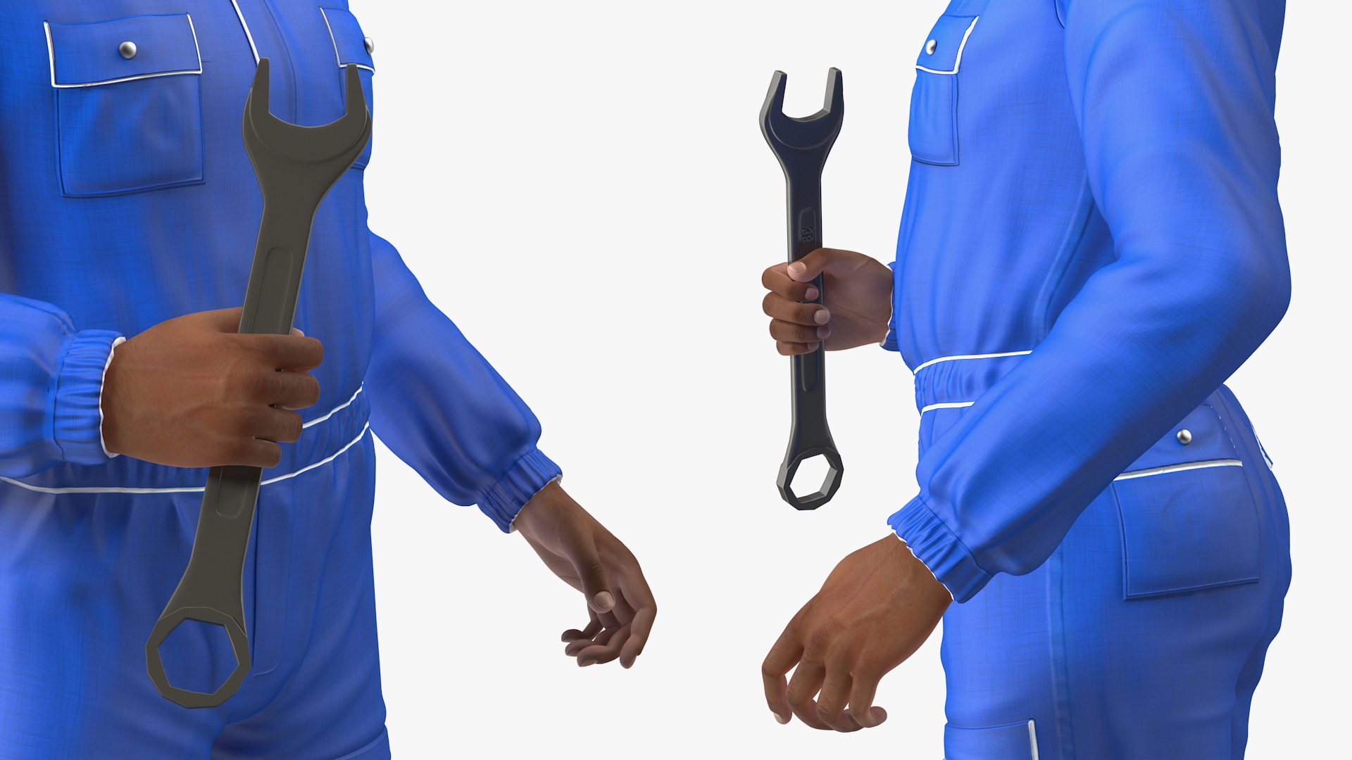 Light Skin Black Car Mechanic 3D model