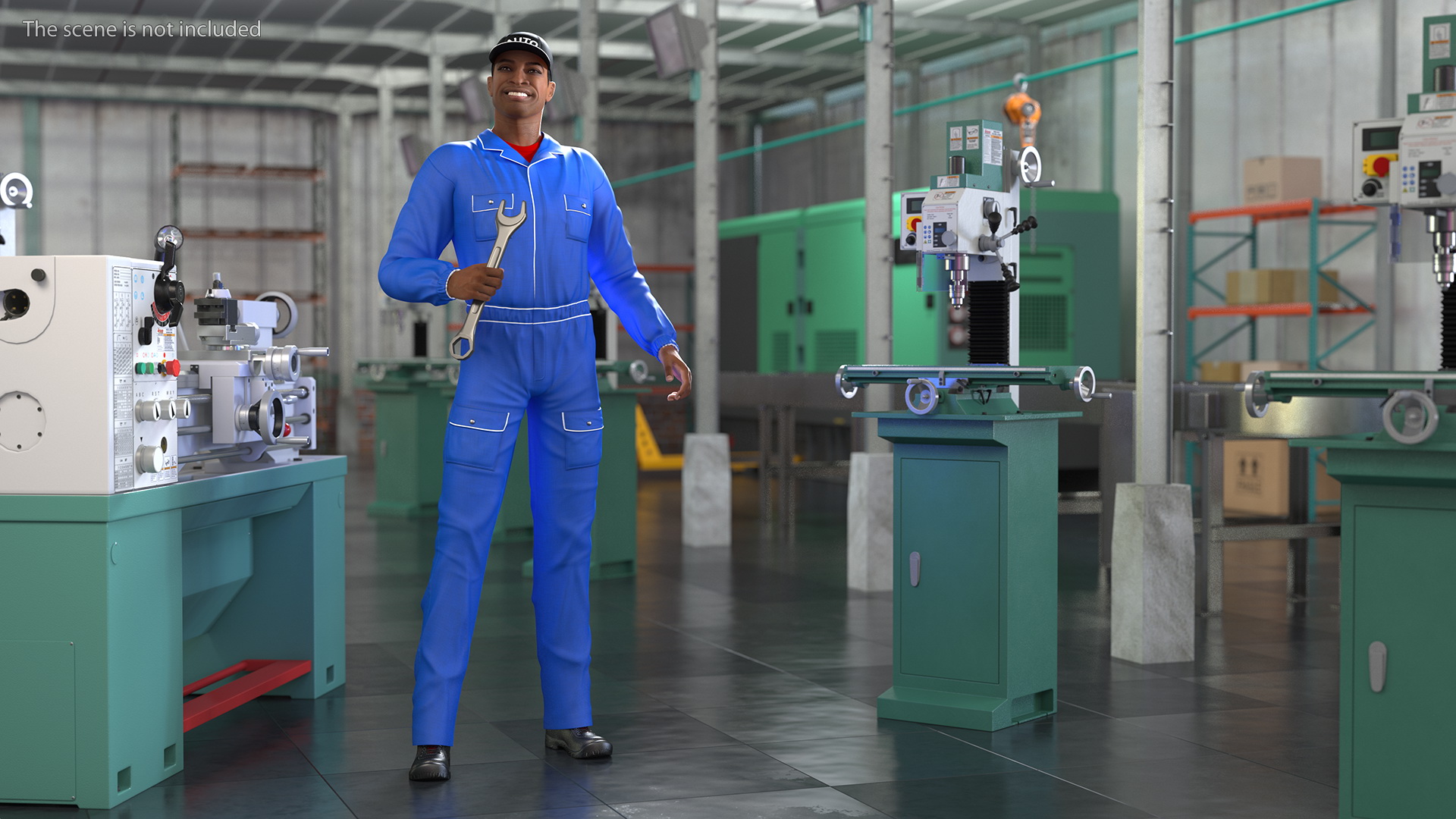 Light Skin Black Car Mechanic 3D model