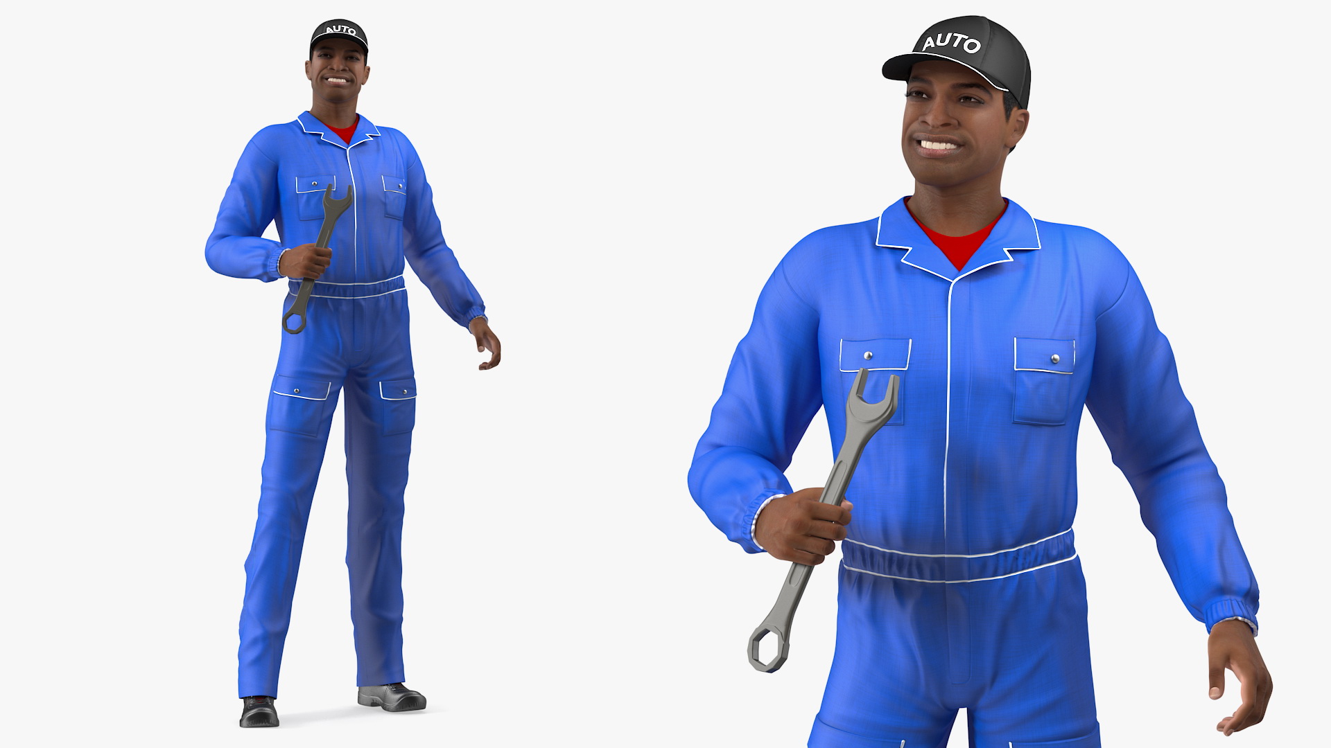 Light Skin Black Car Mechanic 3D model