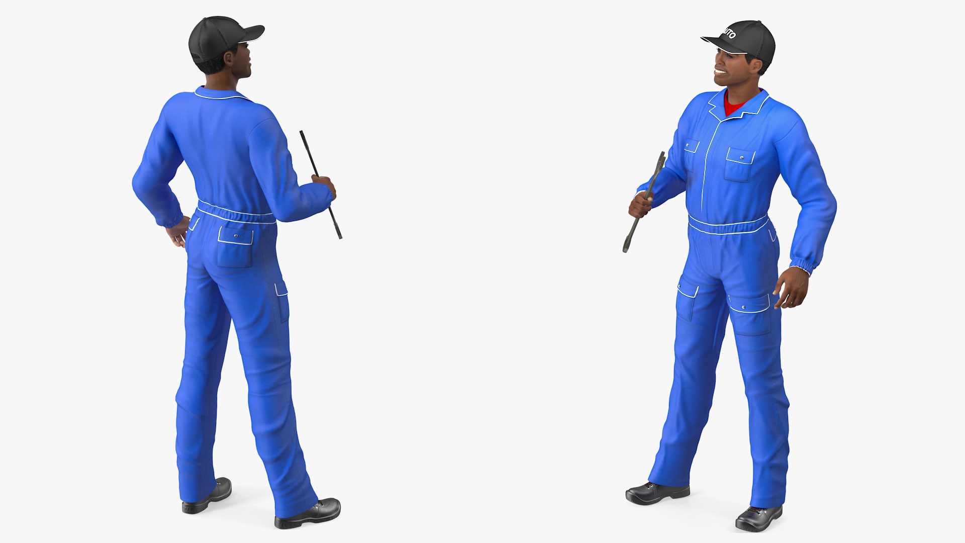 Light Skin Black Car Mechanic 3D model