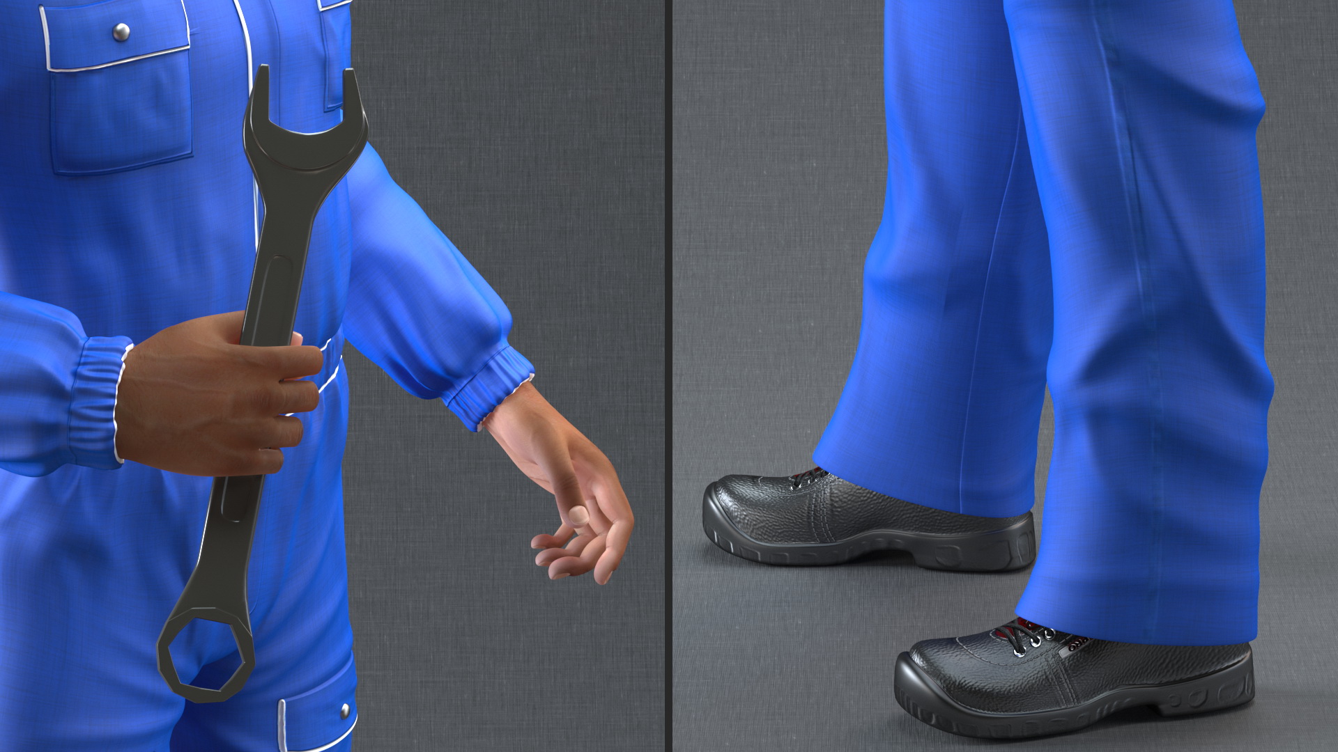 Light Skin Black Car Mechanic 3D model