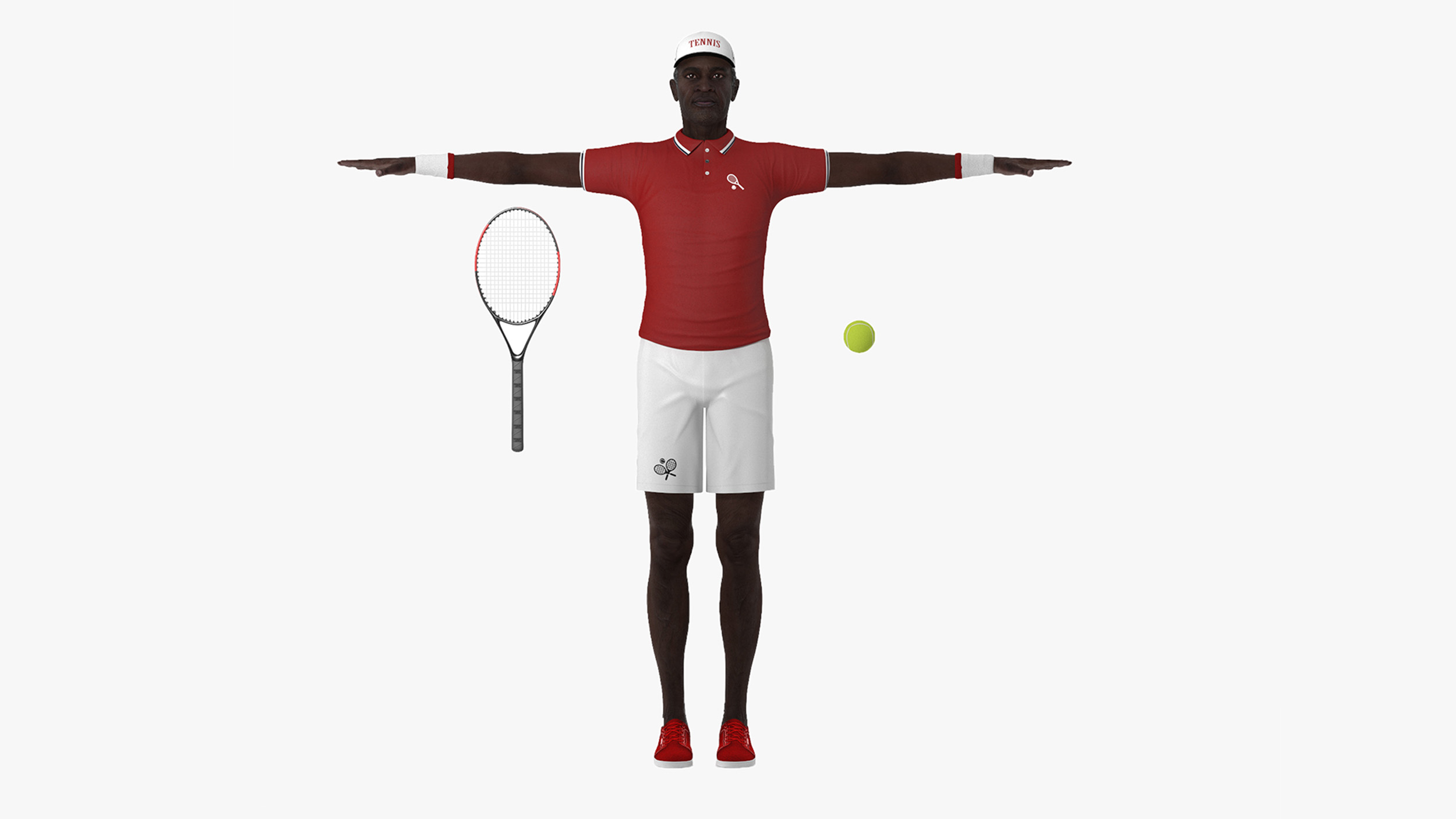 3D model Afro American Grandpa Tennis Style Rigged for Maya