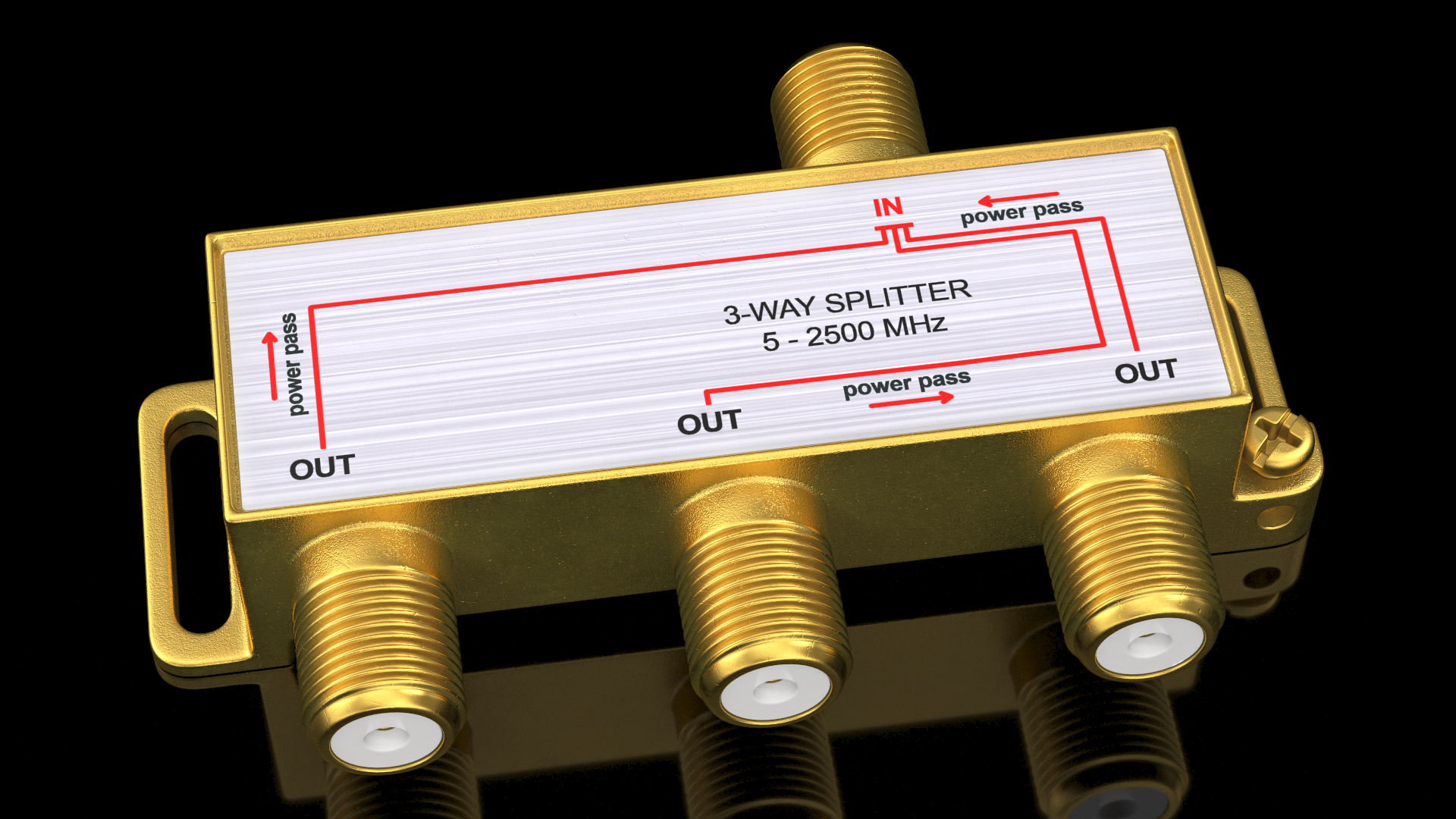 3D TV Digital Signal 3 Way Coax Cable Splitter model