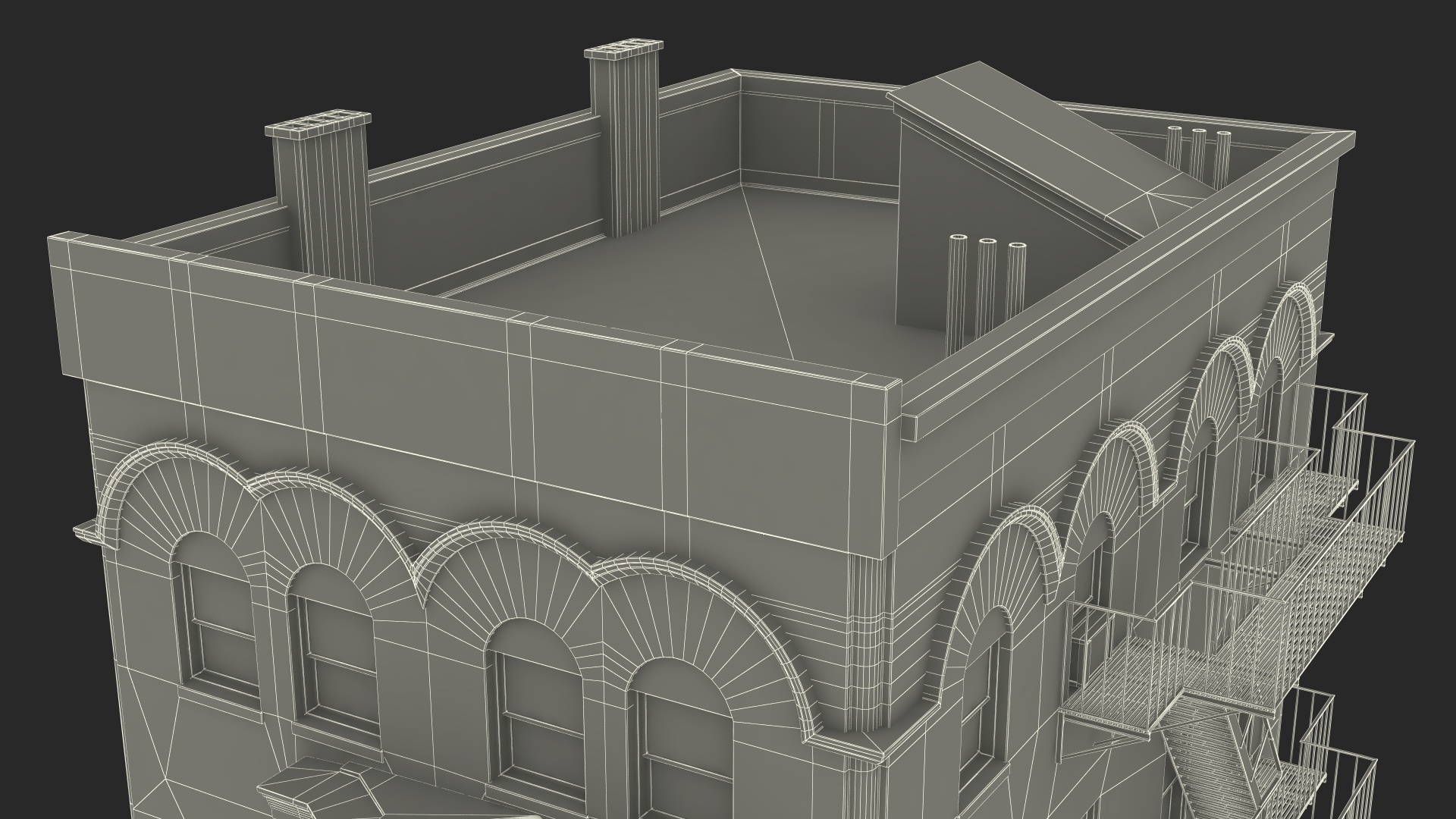 Apartment Building with Restaurant 3D model
