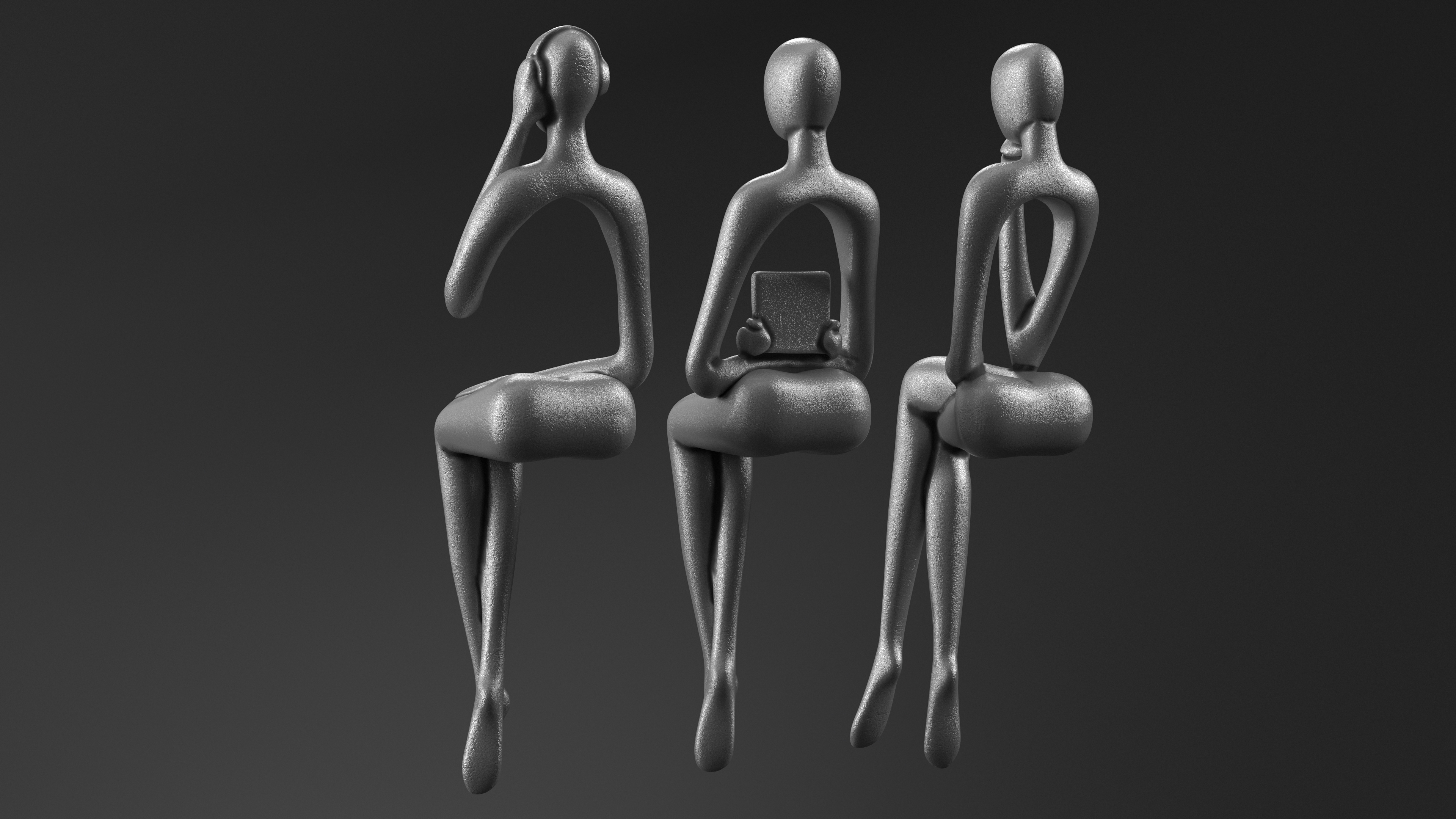 Home Decor Human Sculpture Silver Color 3D model