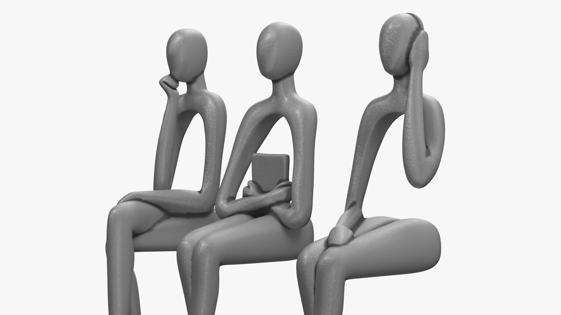 Home Decor Human Sculpture Silver Color 3D model