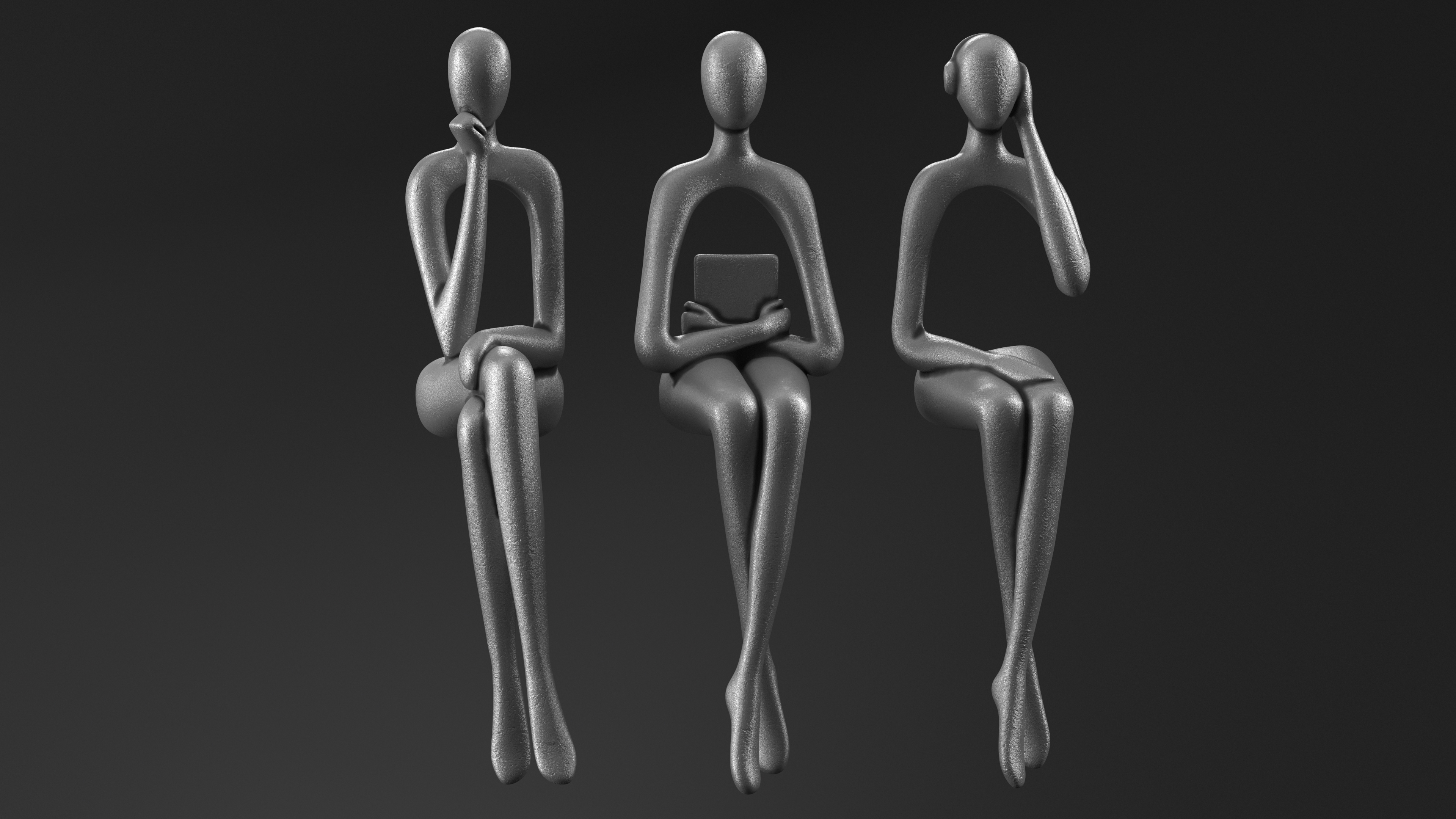Home Decor Human Sculpture Silver Color 3D model