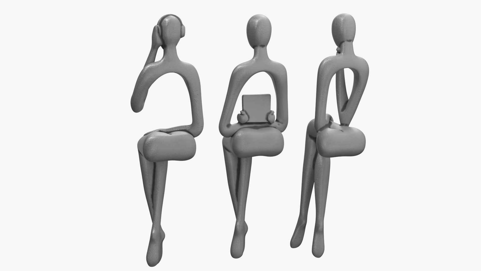 Home Decor Human Sculpture Silver Color 3D model