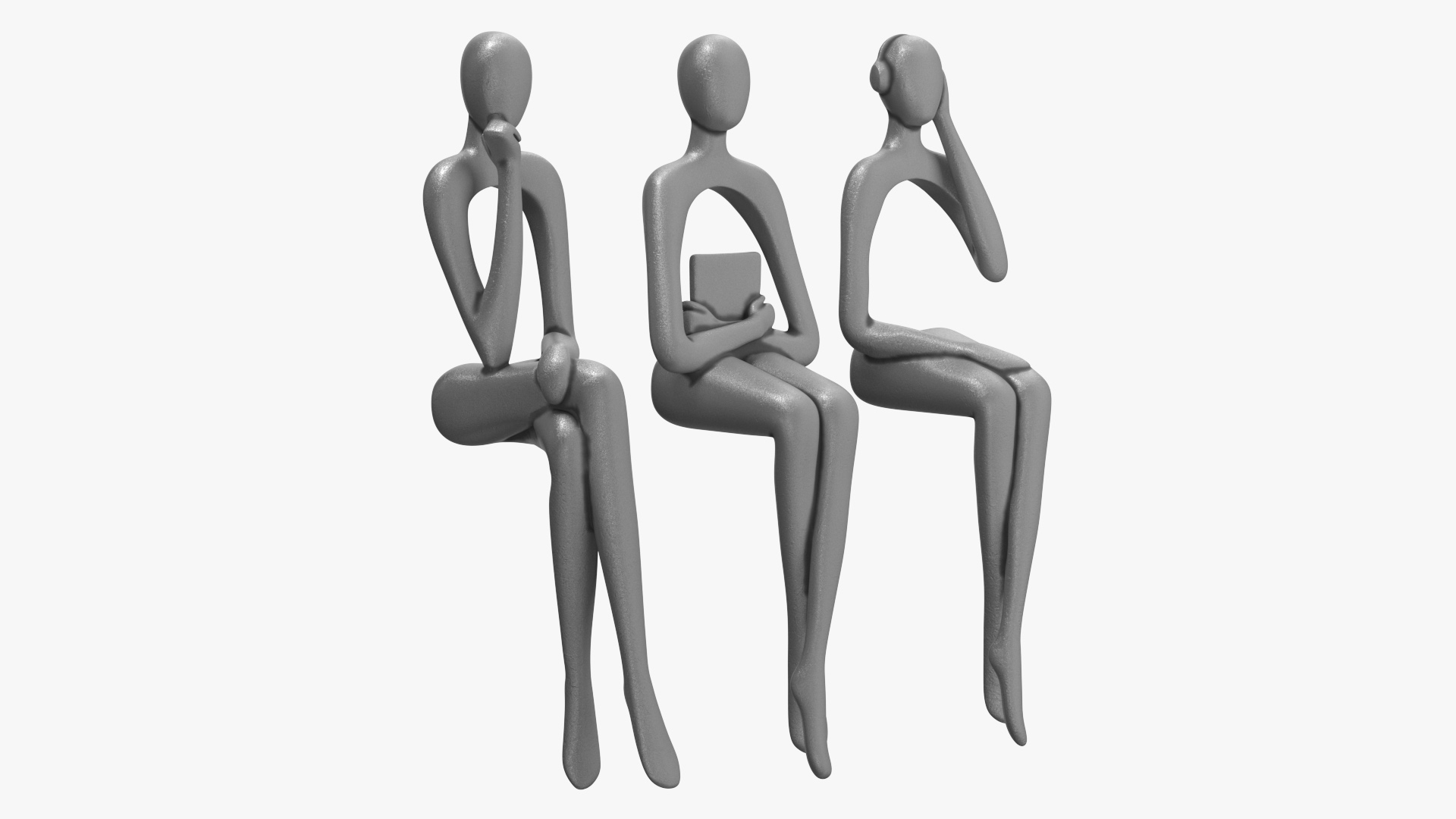 Home Decor Human Sculpture Silver Color 3D model
