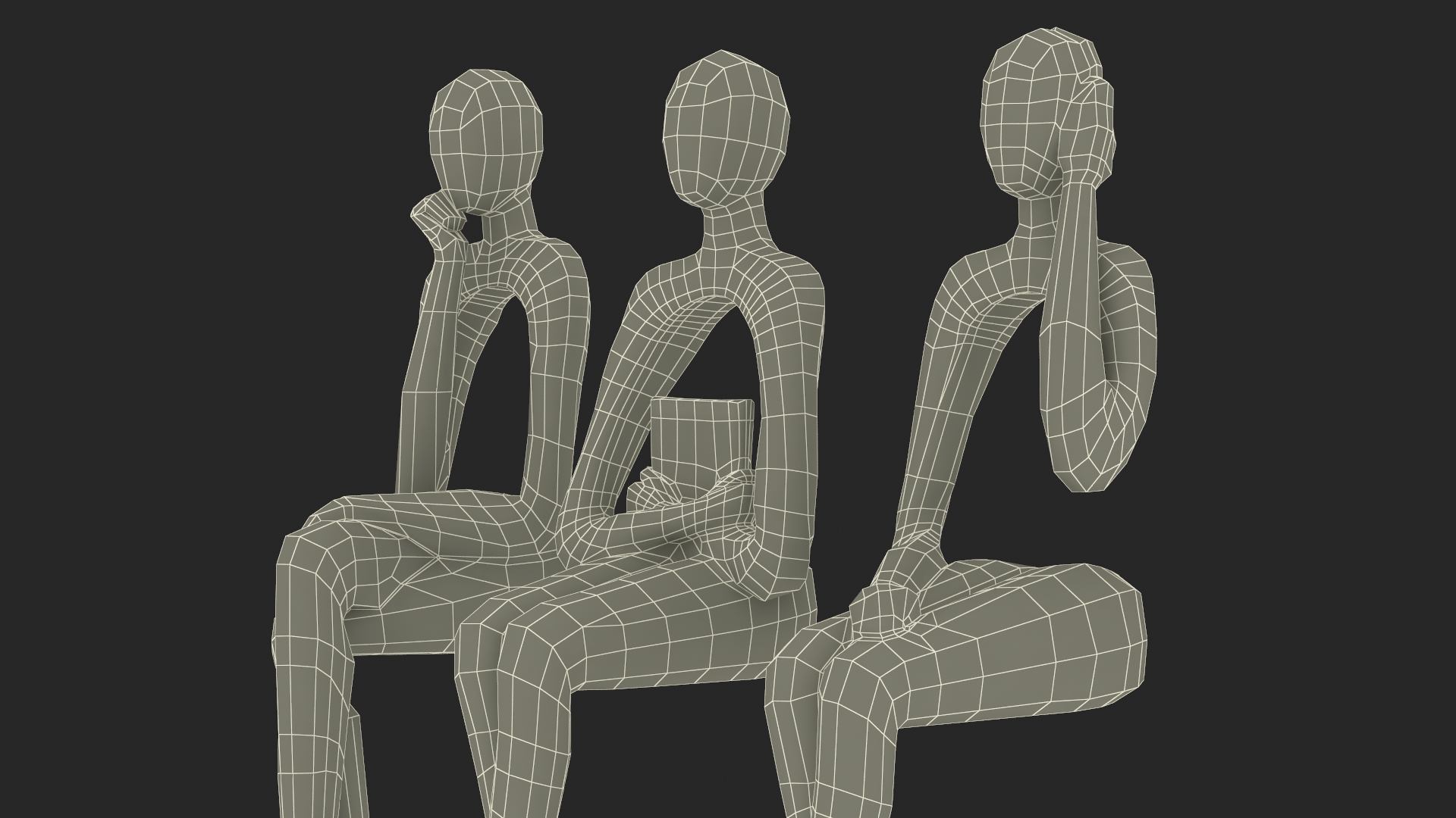 Home Decor Human Sculpture Silver Color 3D model