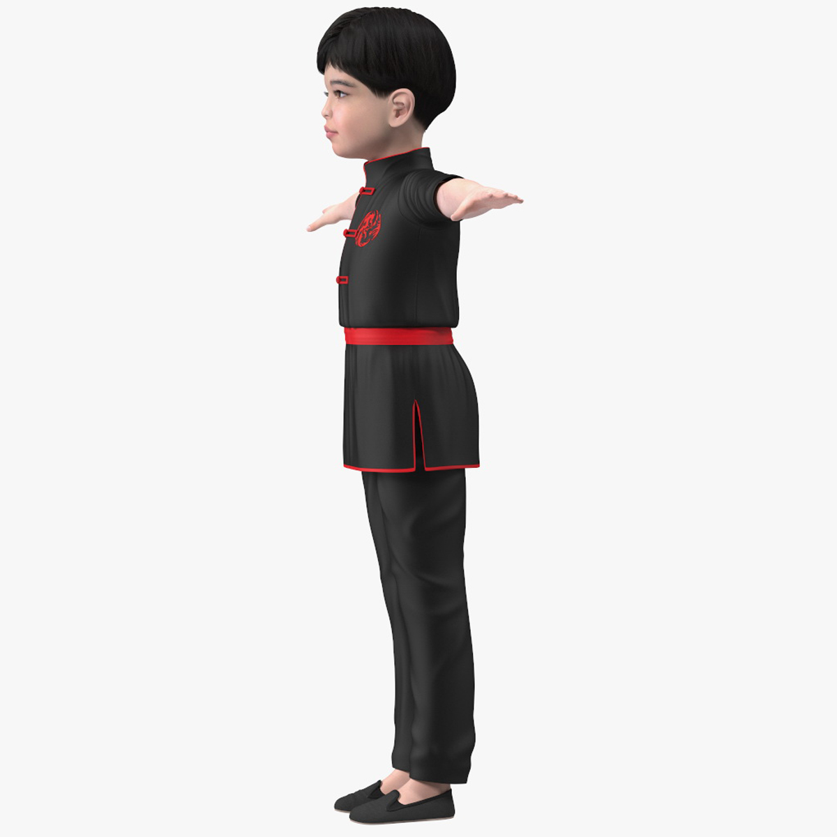 3D Asian Child Boy in Kimono Rigged for Maya