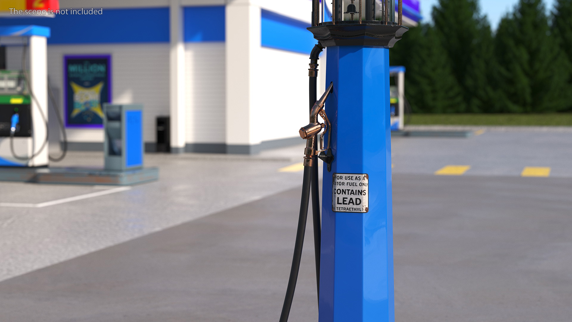 Old Gas Station Blue with Manual Fuel Pump 3D